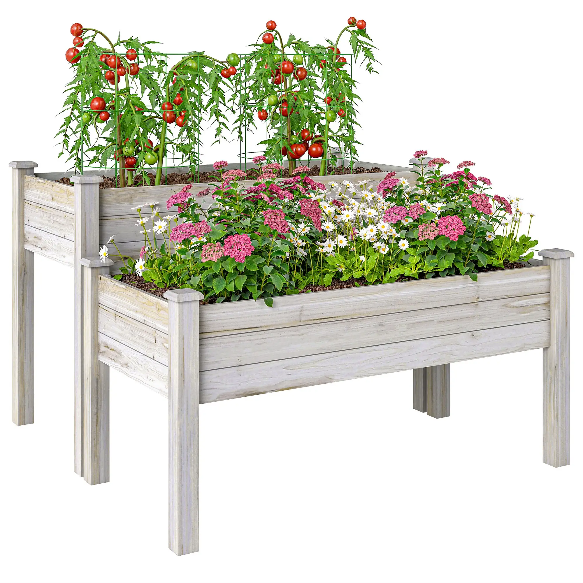 2-Tier Wood Plant Stand, Raised Bed for Flowers Vegetables Herbs - Image 11