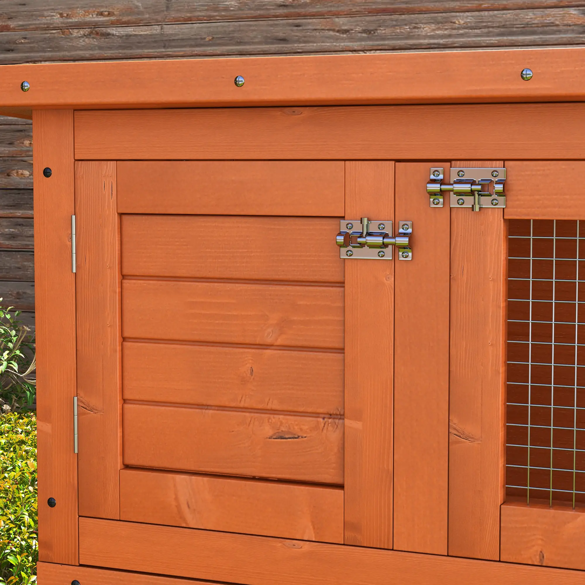 2-Tier Wooden Rabbit Hutch, Small Animal House, Bunny Pet Cage, 2 Rooms, Sliding Tray, Opening Top, Yellow - Image 10