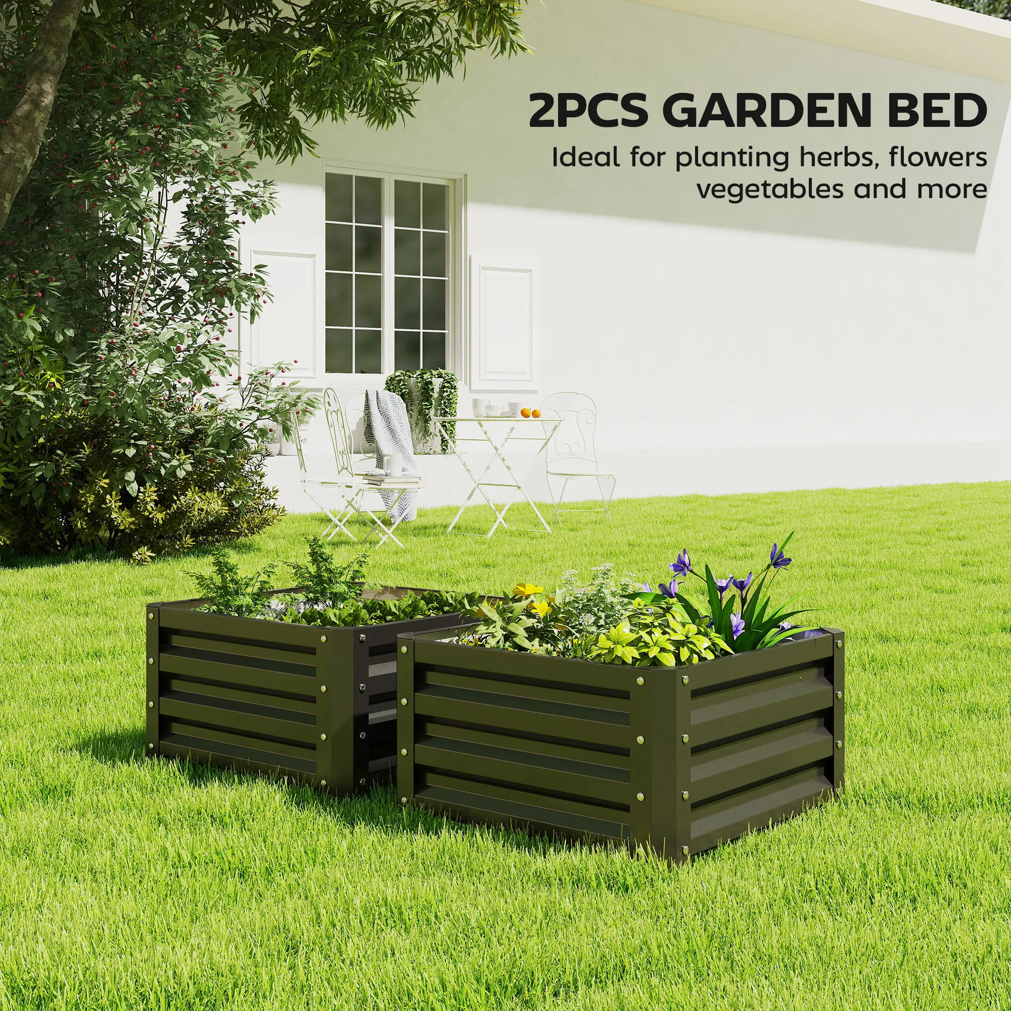 2' x 2' x 1' Raised Garden Bed, Galvanised Steel Frame, Black - Image 4