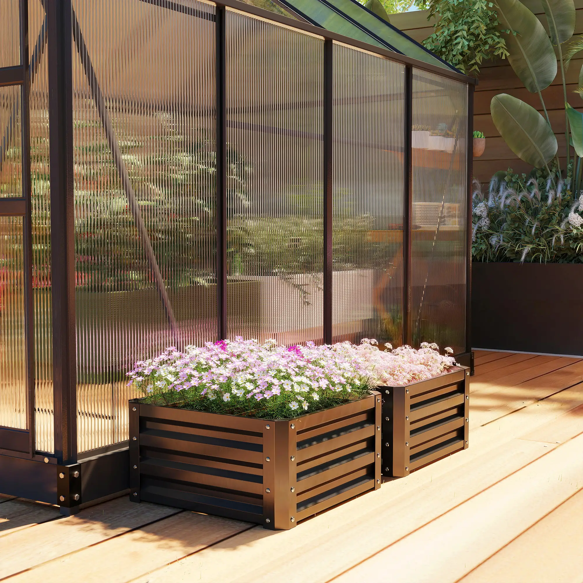 2' x 2' x 1' Raised Garden Bed, Galvanised Steel Frame, Black - Image 7