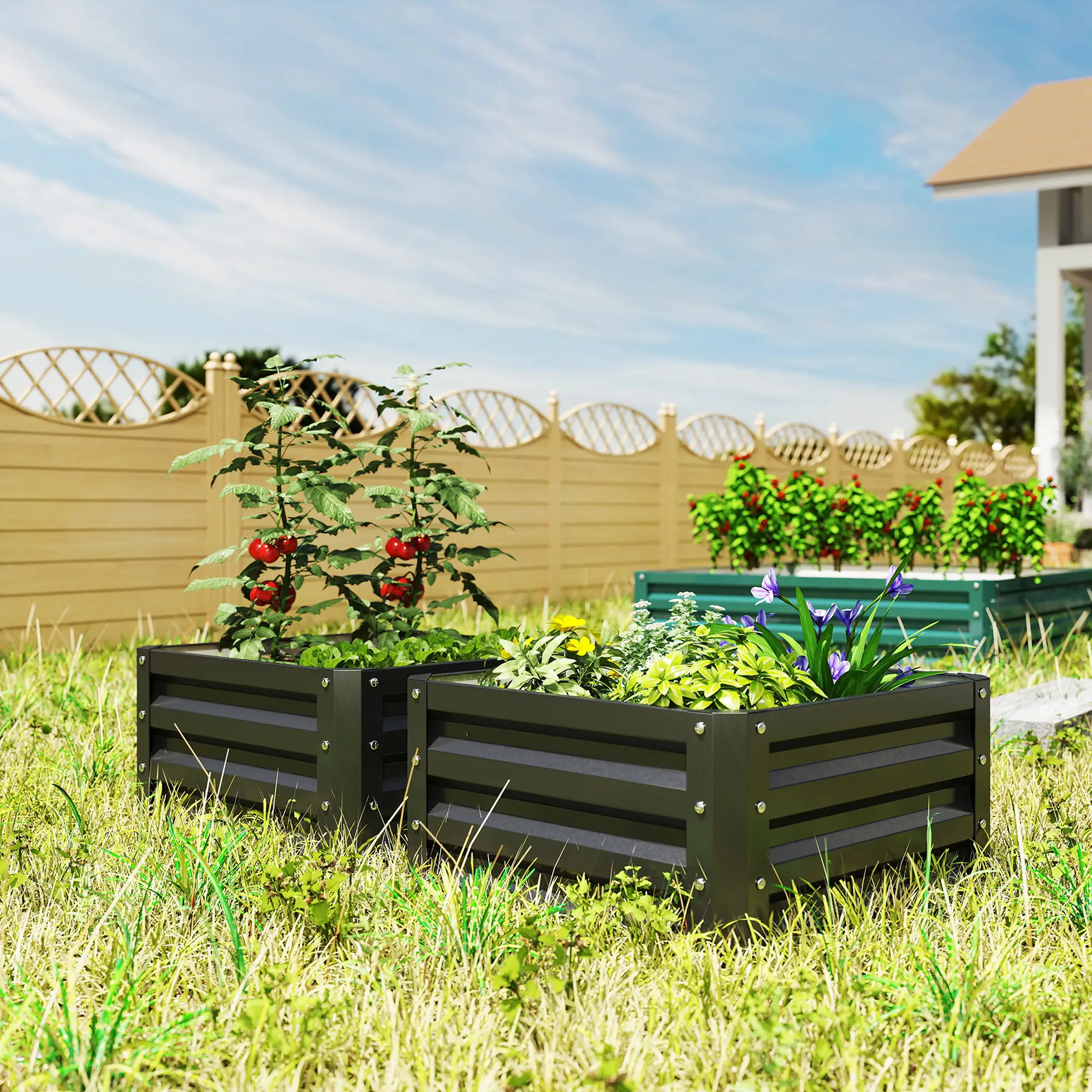 2' x 2' x 1' Raised Garden Bed, Galvanised Steel Frame, Black - Image 8