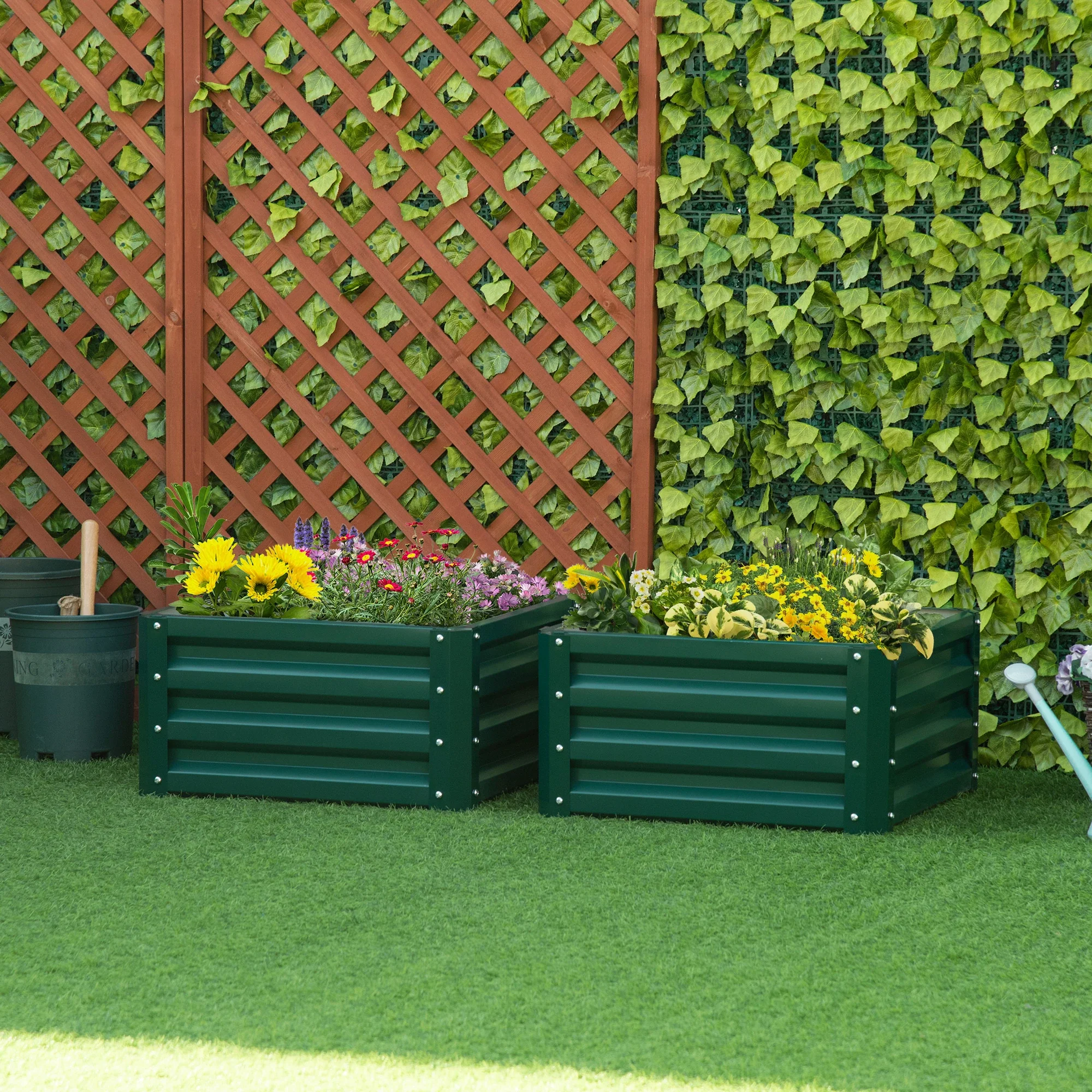 2' x 2' x 1' Raised Garden Bed, Galvanised Steel Frame, for Vegetables, Flowers, Herbs - Image 2