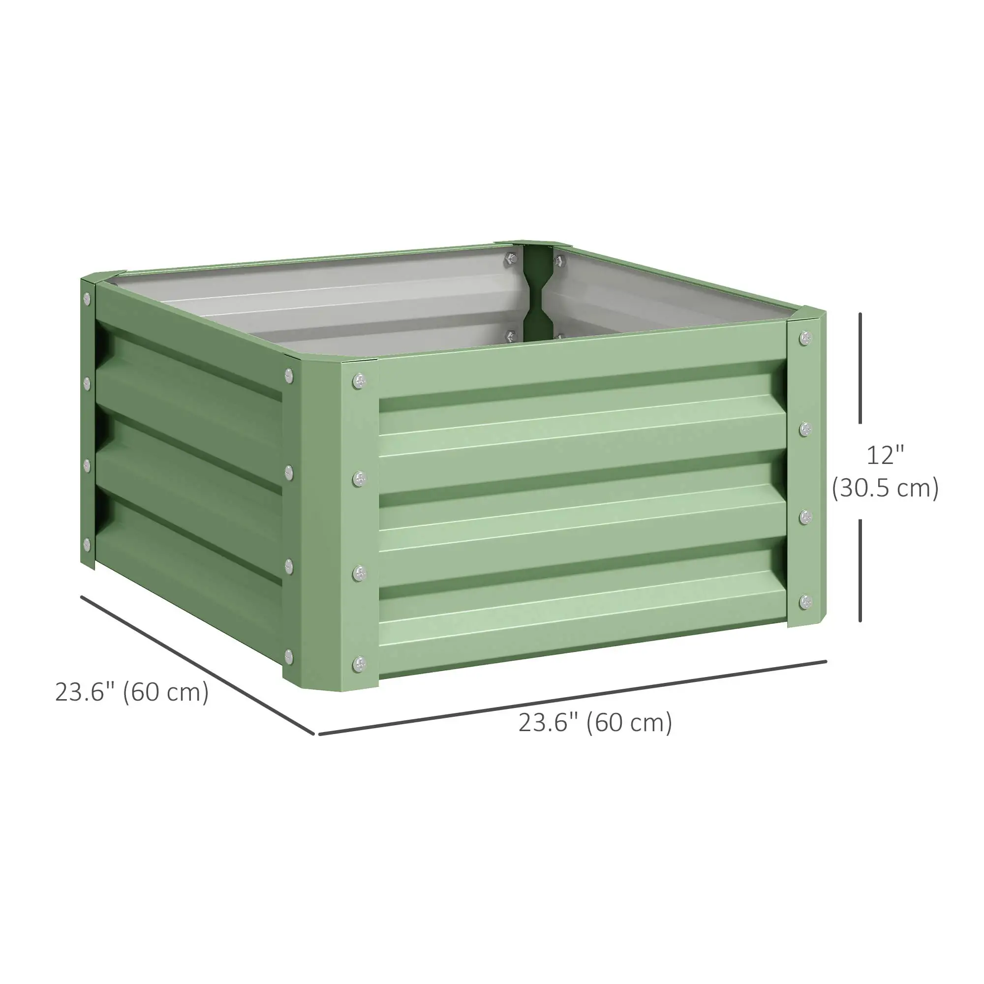 2' x 2' x 1' Raised Garden Bed, Galvanised Steel Frame, Light Green - Image 3