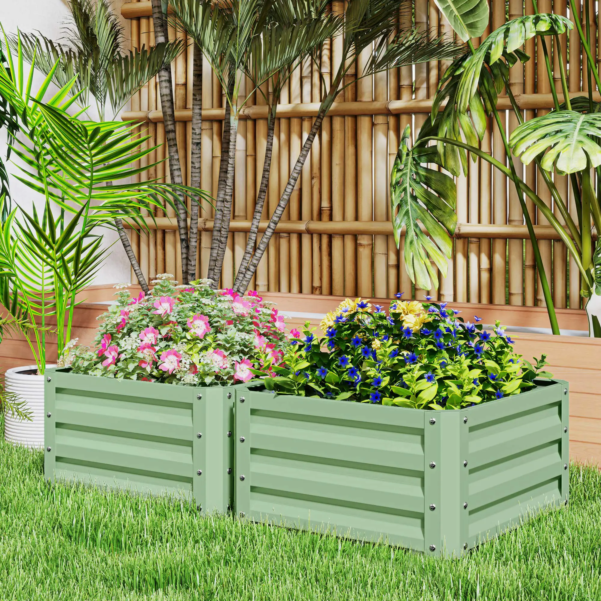2' x 2' x 1' Raised Garden Bed, Galvanised Steel Frame, Light Green - Image 8