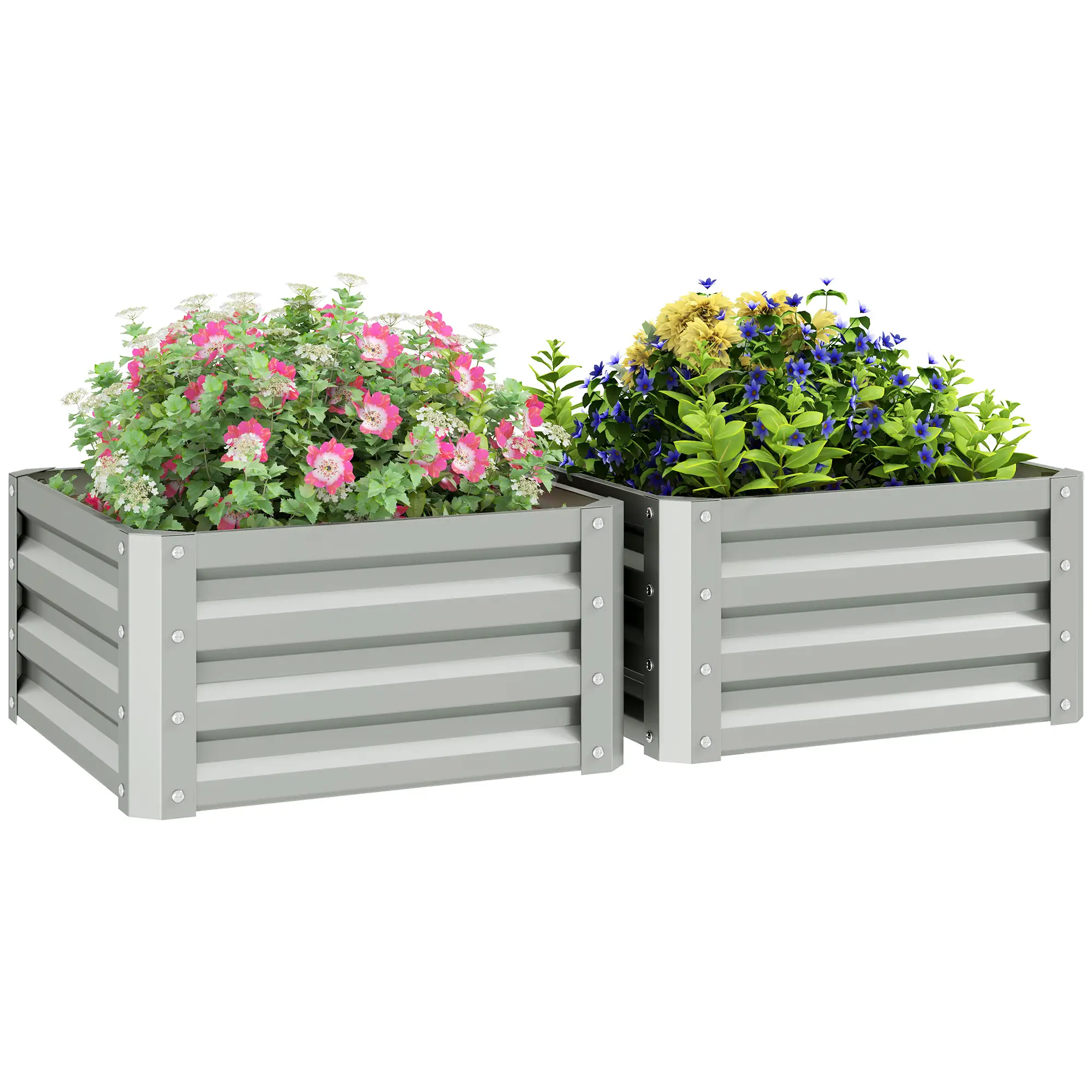 2' x 2' x 1' Raised Garden Bed, Galvanised Steel Frame, Light Grey - Image 11