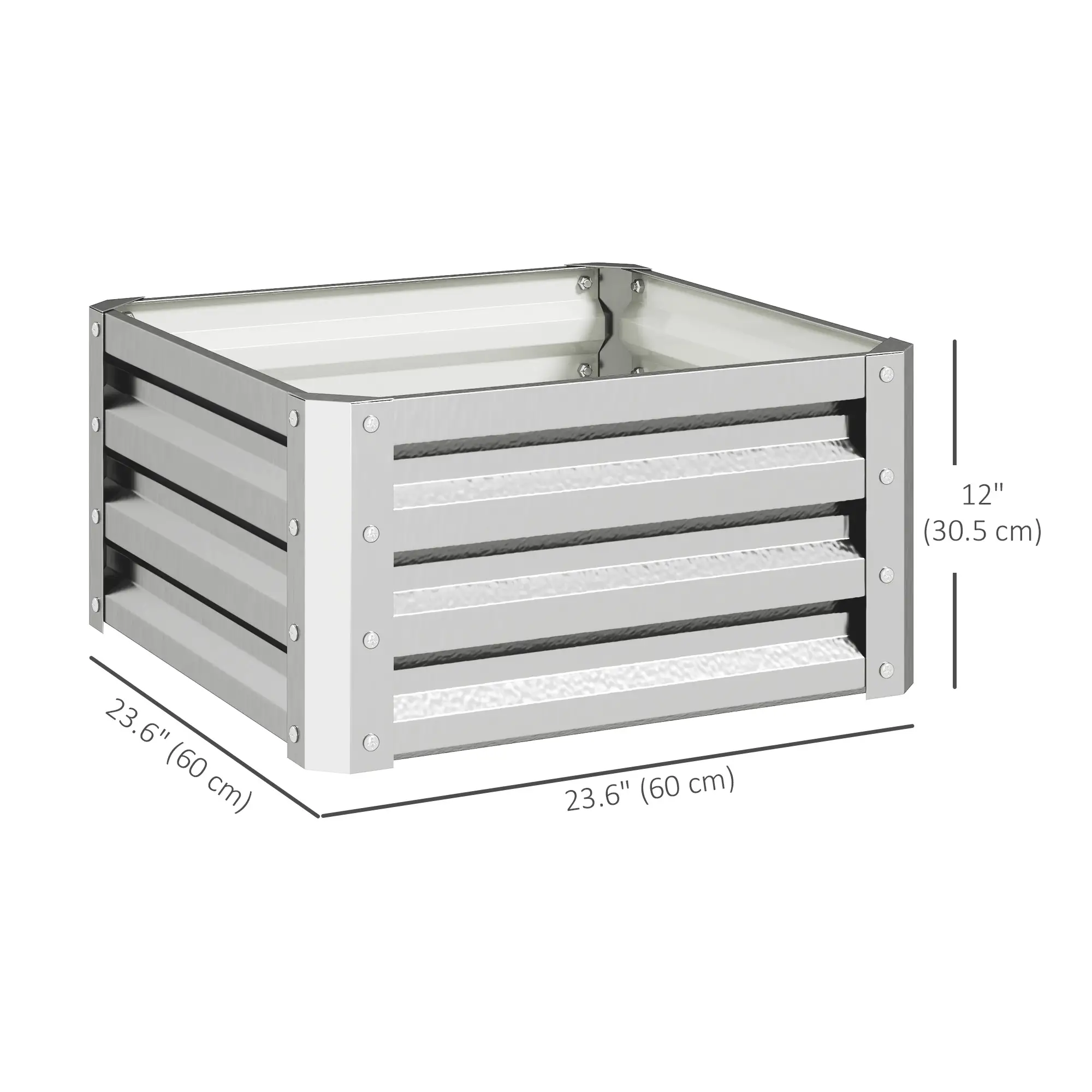 2' x 2' x 1' Raised Garden Bed, Galvanised Steel Frame, Vegetables, Flowers, Herbs, Silver - Image 3