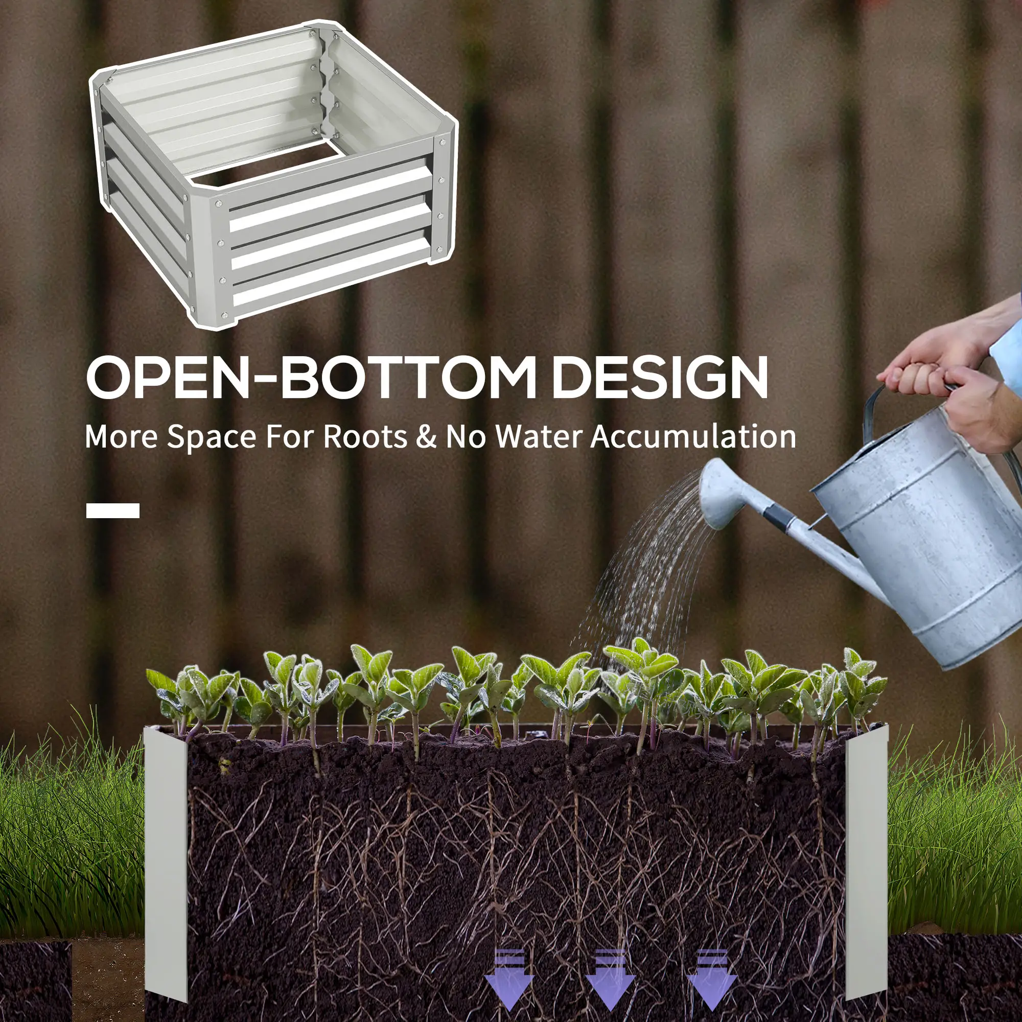 2' x 2' x 1' Raised Garden Bed, Galvanised Steel Frame, Vegetables, Flowers, Herbs, Silver - Image 6