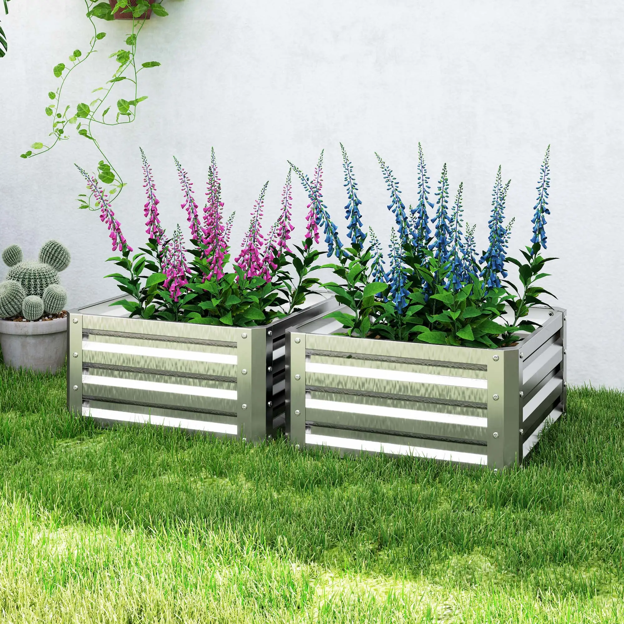 2' x 2' x 1' Raised Garden Bed, Galvanised Steel Frame, Vegetables, Flowers, Herbs, Silver - Image 7