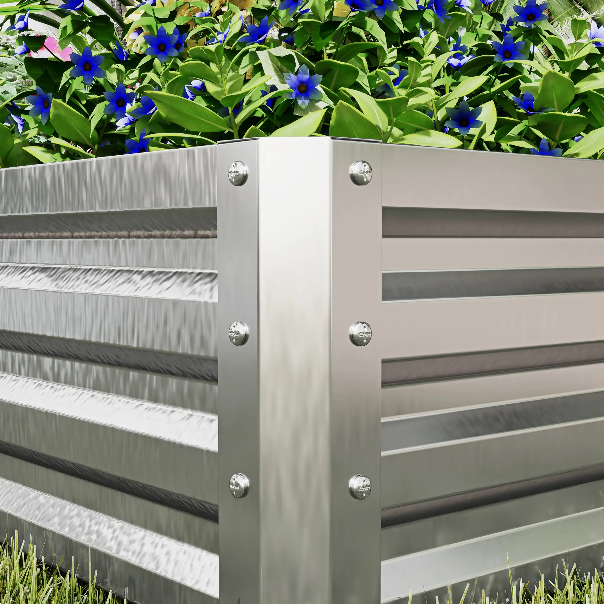 2' x 2' x 1' Raised Garden Bed, Galvanised Steel Frame, Vegetables, Flowers, Herbs, Silver - Image 9