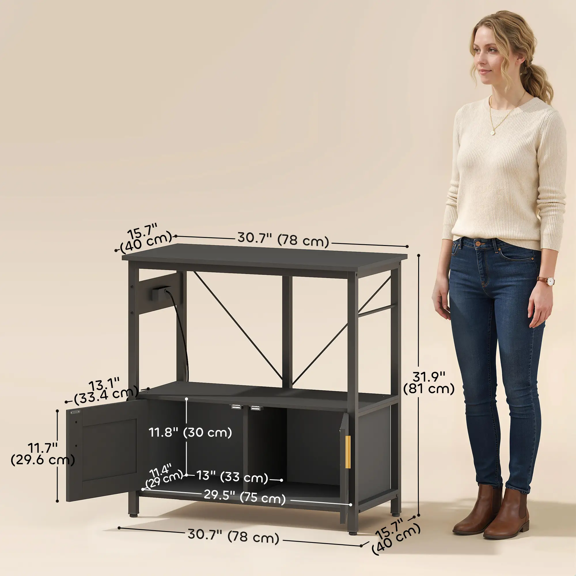 20-29 Gallon Fish Tank Stand Aquarium Stand 330 LBS Capacity for Home, Office, 30.7" x 15.7" x 31.9", Black - Image 3