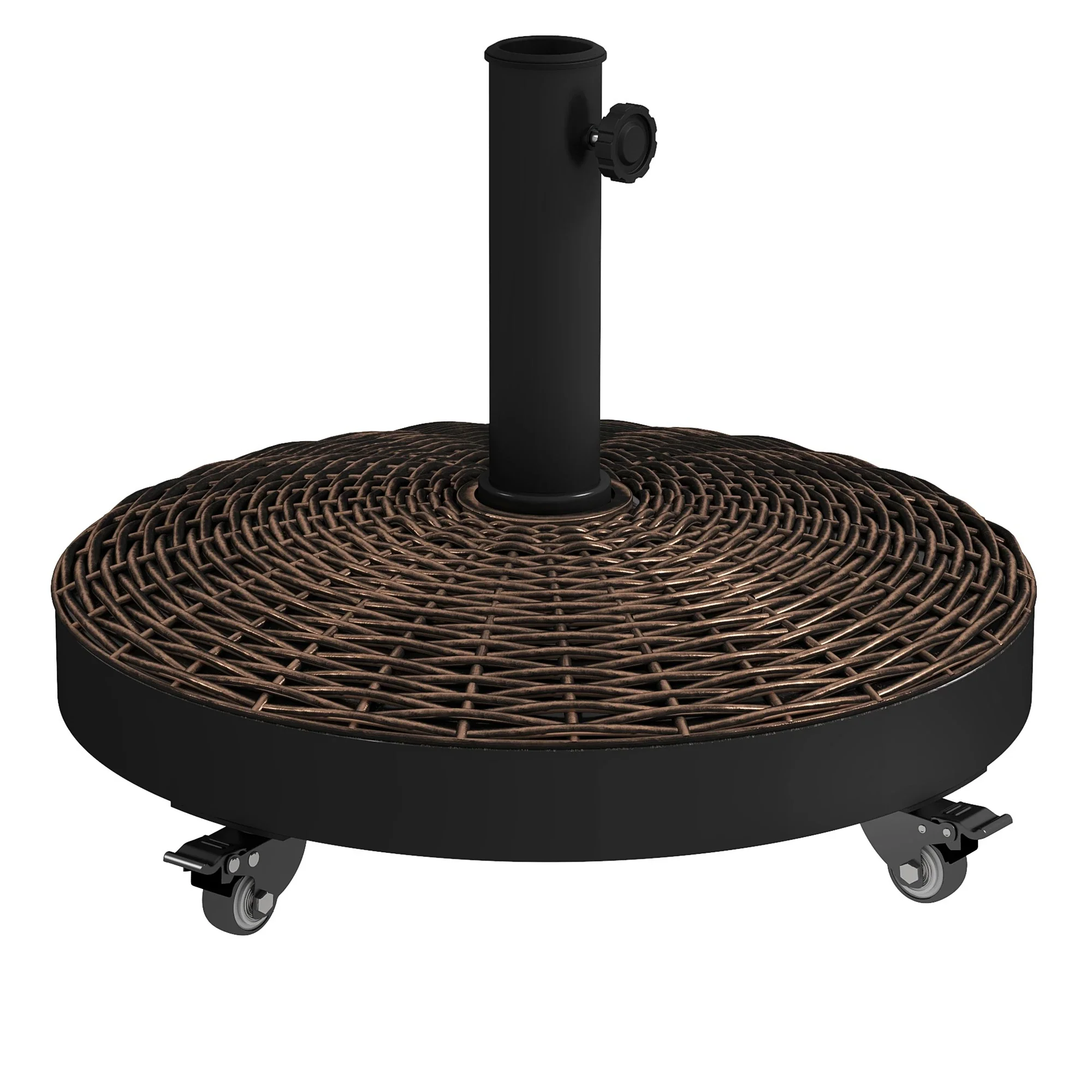 20.5" Round Parasol Base, Resin Umbrella Stand, Outdoor, Bronze