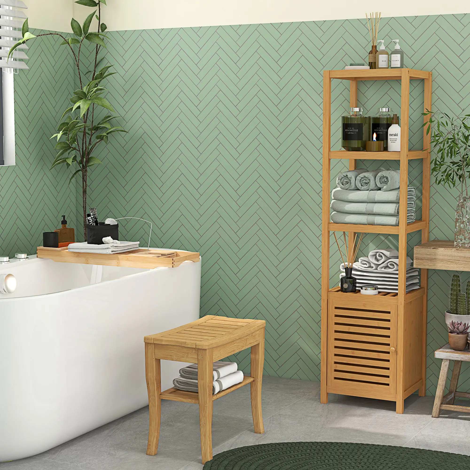 20" Bamboo Shower Bench, Bathroom Stool, Spa Bath Seat - Image 10