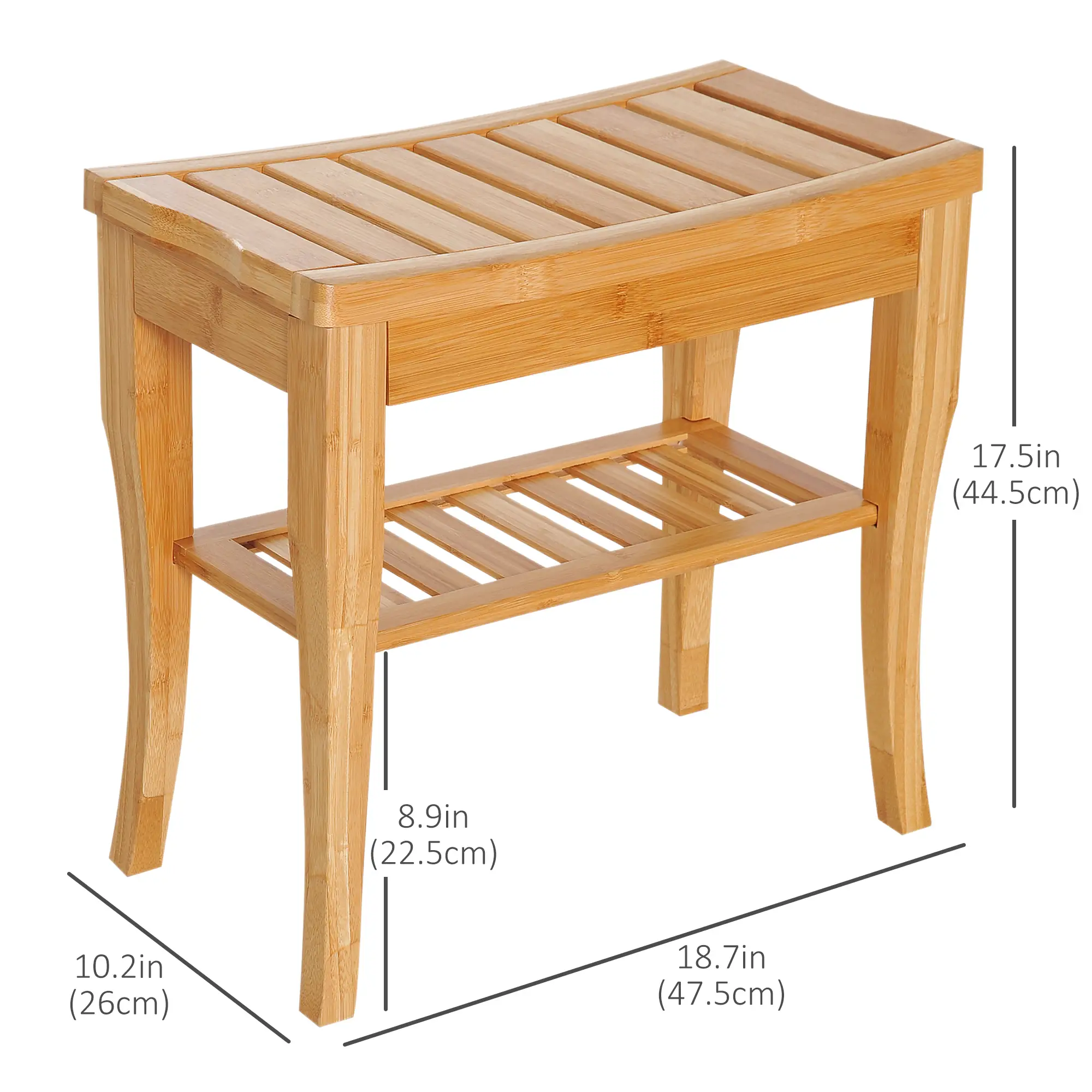 20" Bamboo Shower Bench, Bathroom Stool, Spa Bath Seat - Image 3