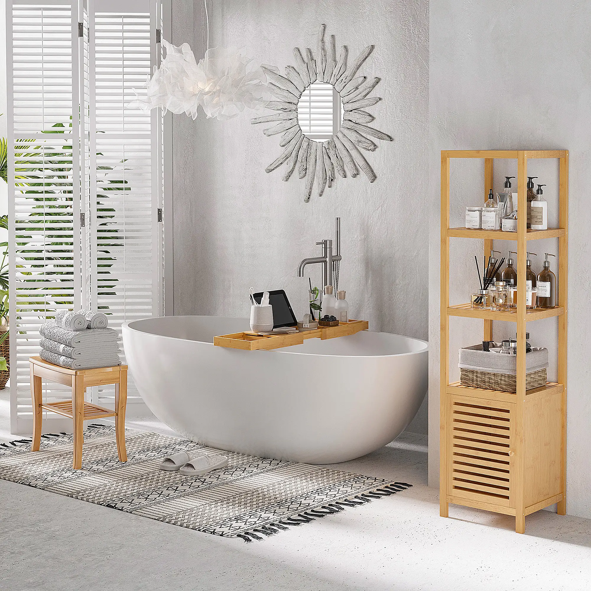 20" Bamboo Shower Bench, Bathroom Stool, Spa Bath Seat - Image 4