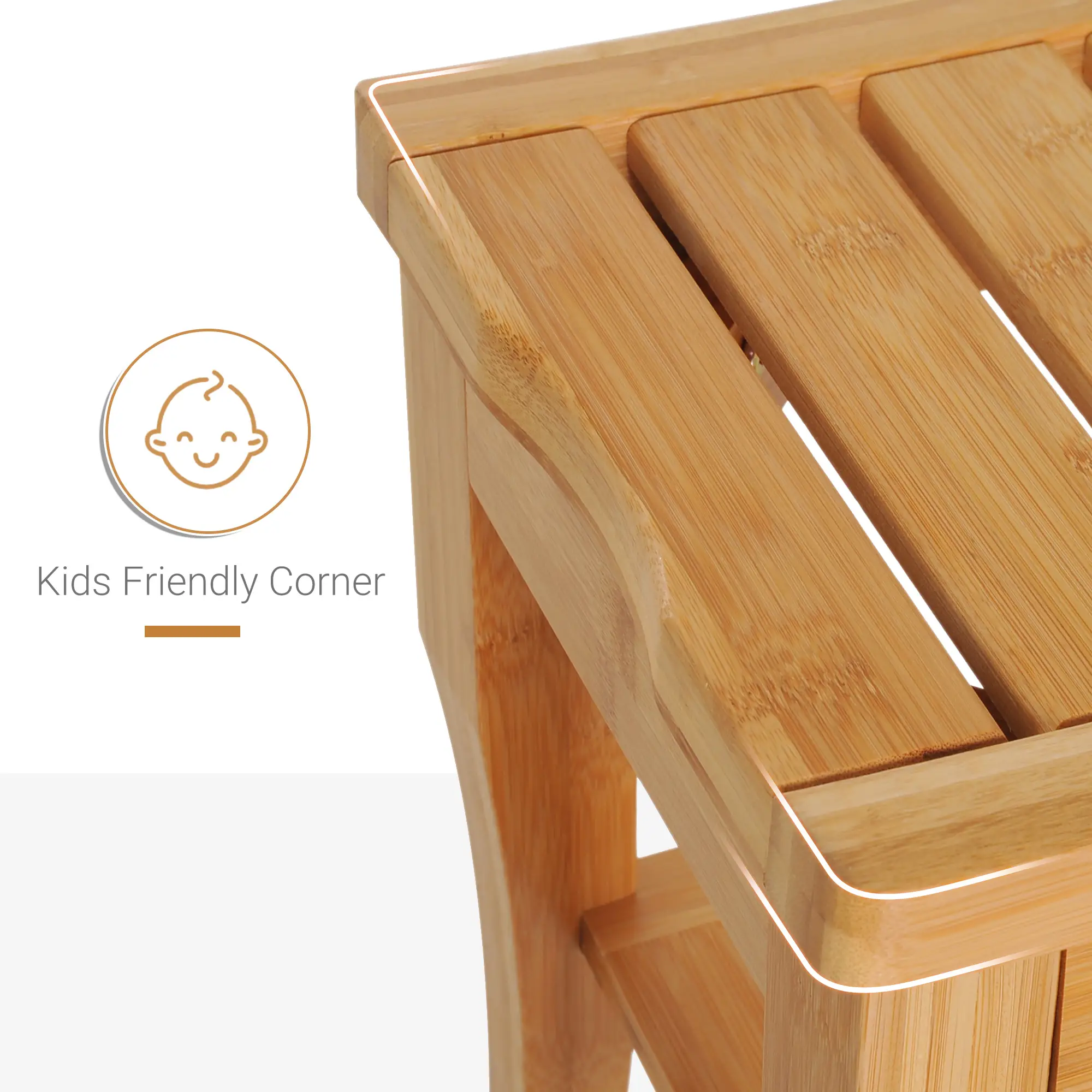 20" Bamboo Shower Bench, Bathroom Stool, Spa Bath Seat - Image 7