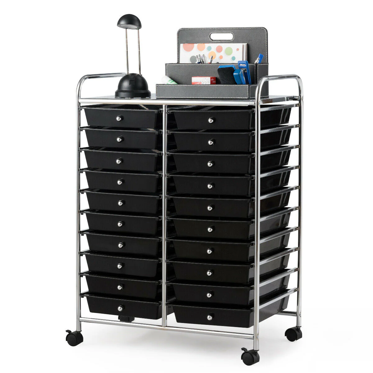20 Drawers Rolling Cart Storage Organizer, Black - Image 4