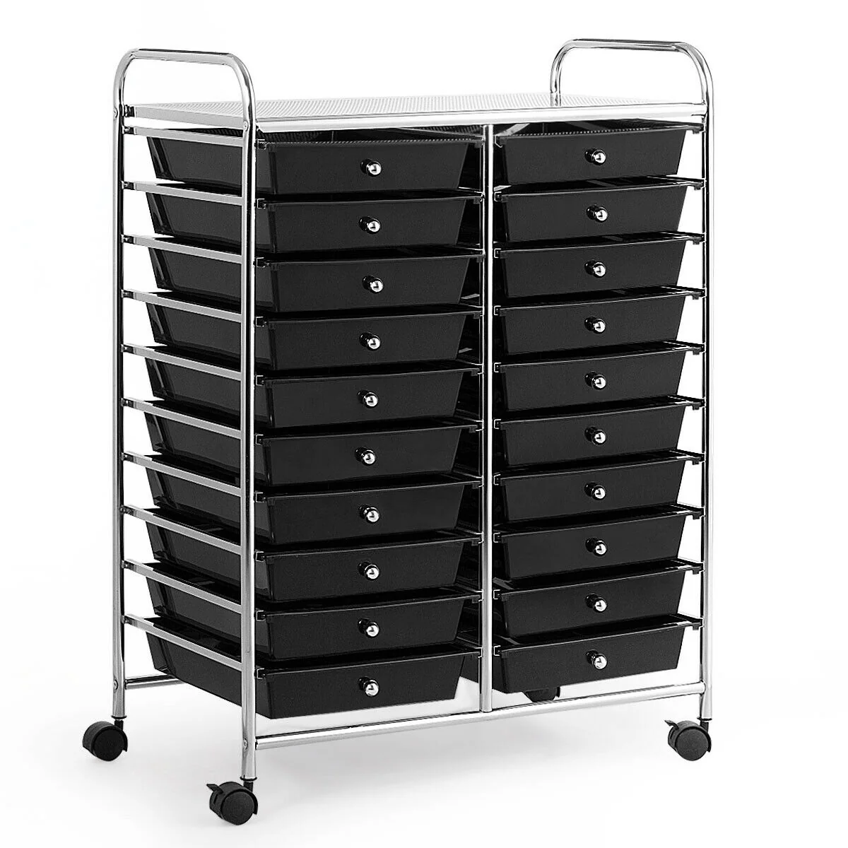 20 Drawers Rolling Cart Storage Organizer, Black - Image 8