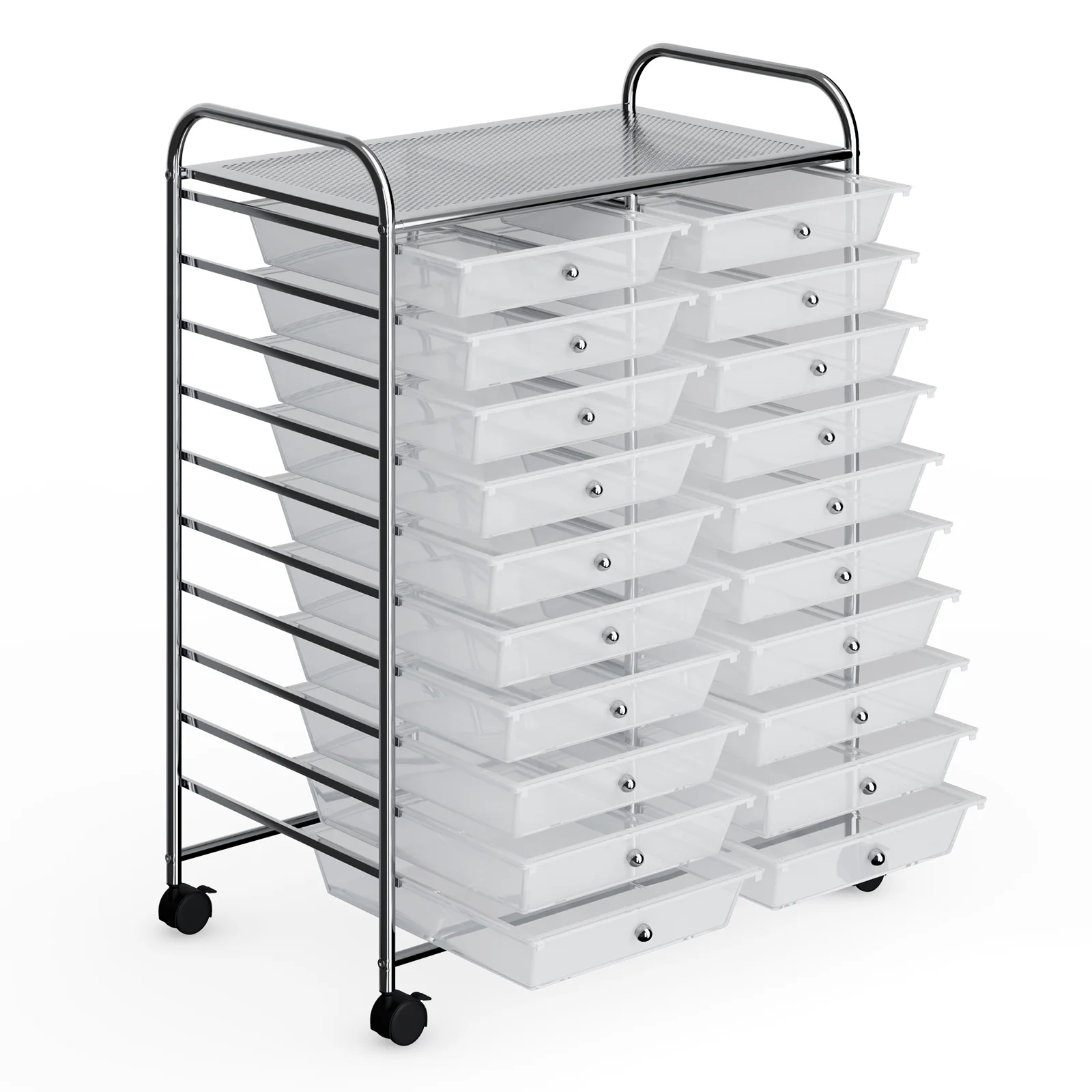 20 Drawers Rolling Cart Storage Organizer, Transparent - Image 4