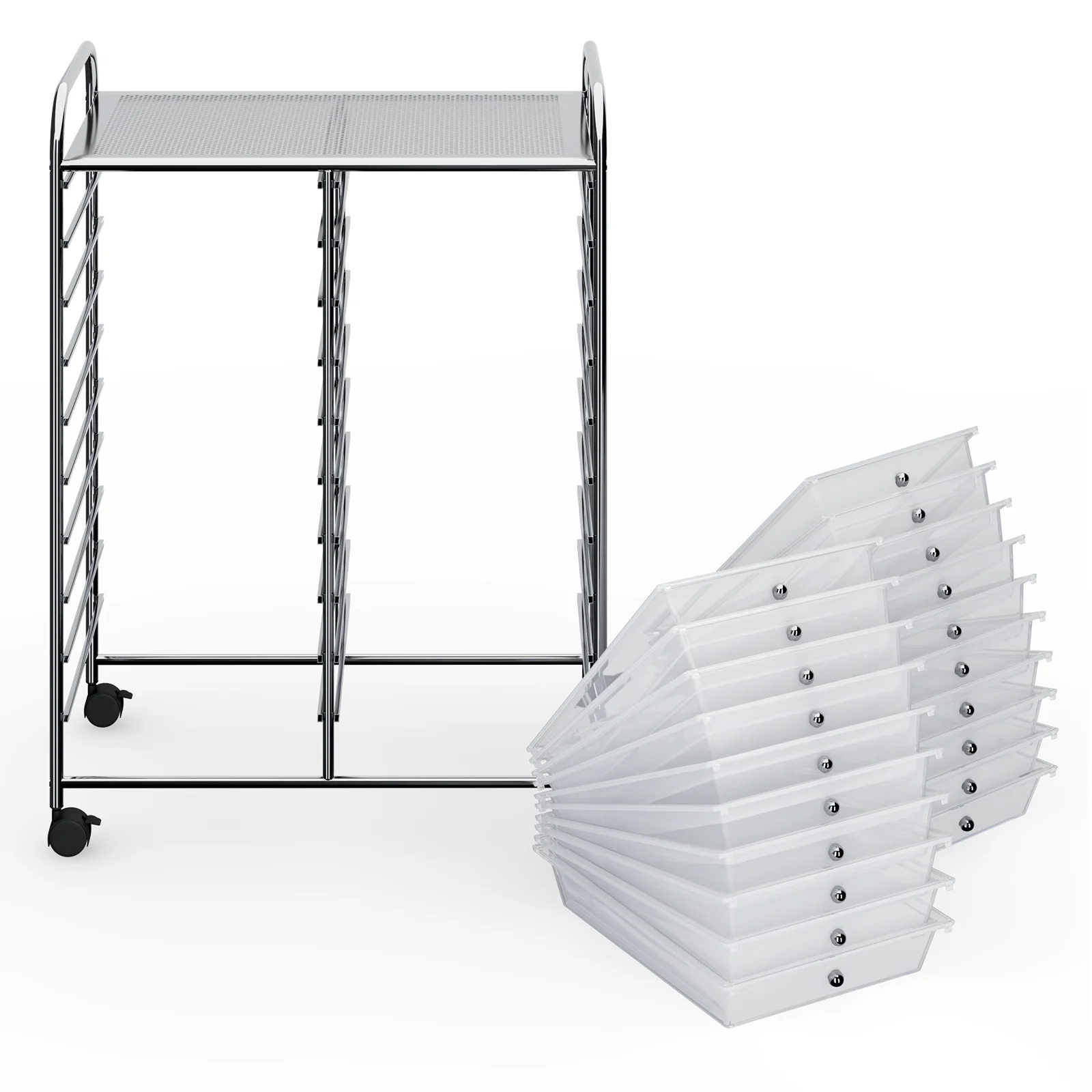 20 Drawers Rolling Cart Storage Organizer, Transparent - Image 6