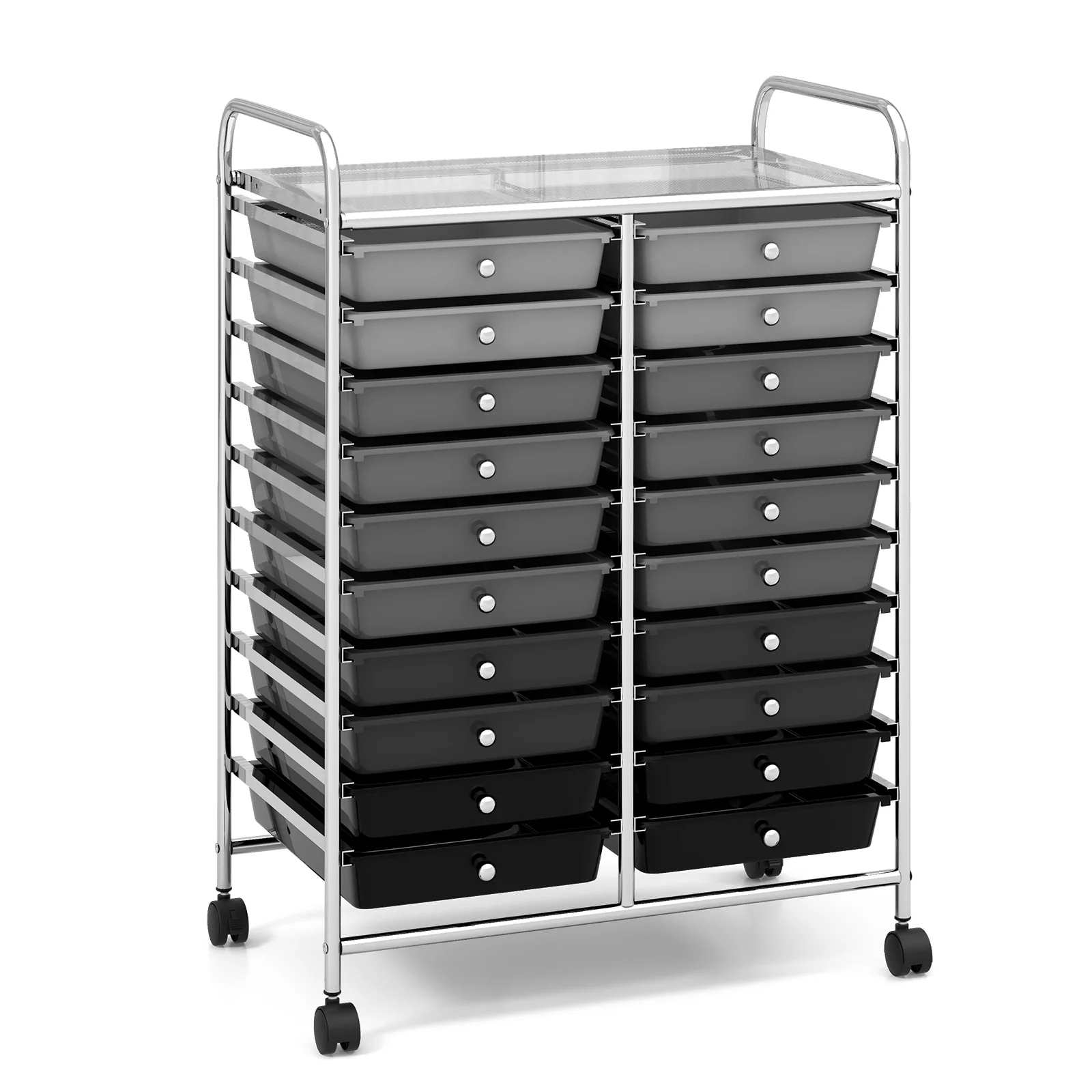 20 Drawers Rolling Storage Cart, Gray, Black - Image 4