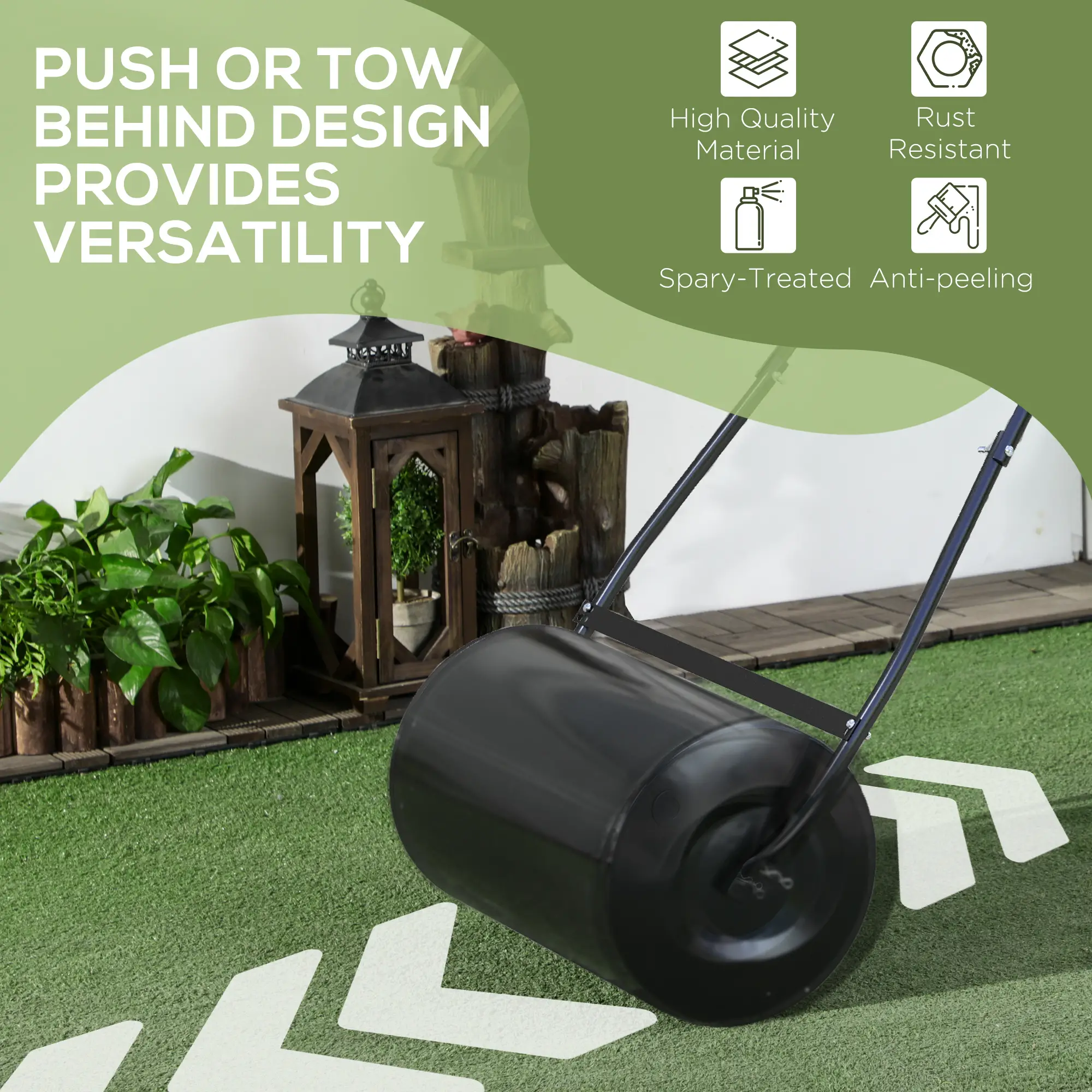 20" Heavy Duty Lawn Roller, 11 Gal Water/Sand, Black - Image 5