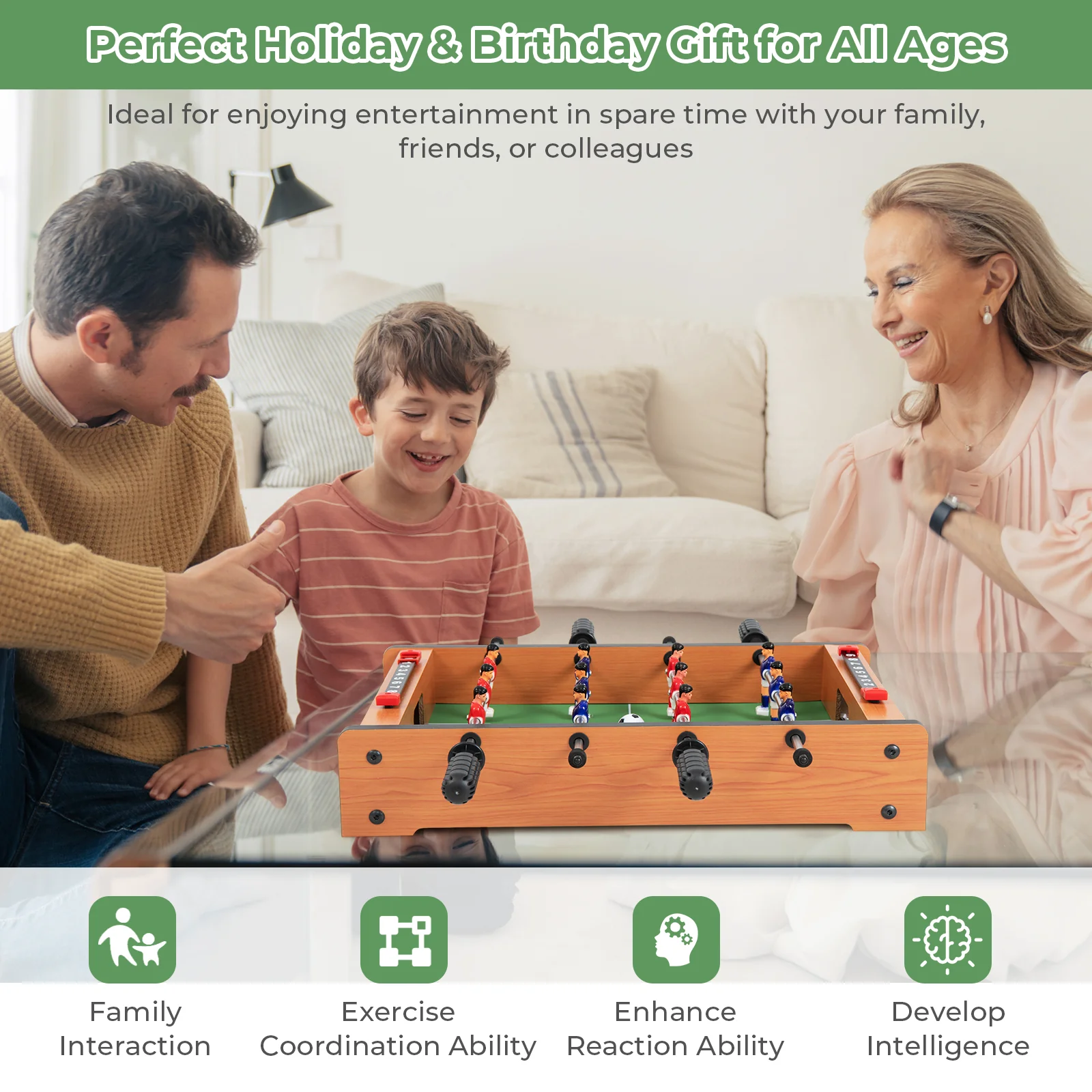 20 Inch Indoor Competition Soccer Table, Brown - Image 5