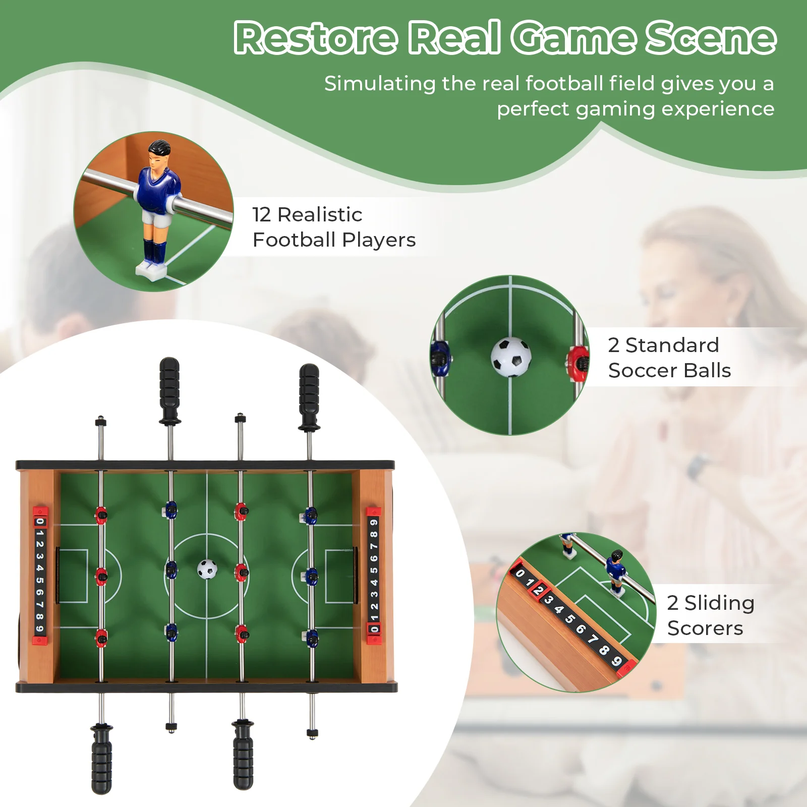 20 Inch Indoor Competition Soccer Table, Brown - Image 6