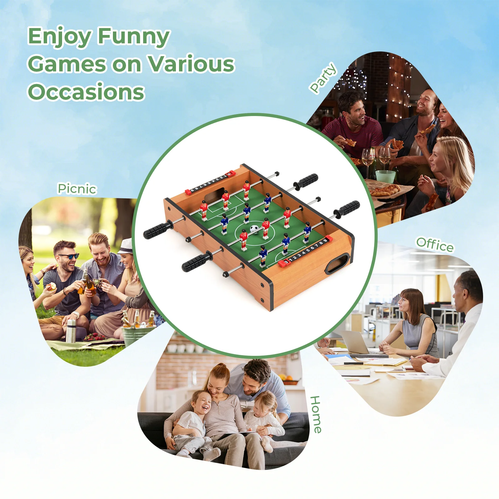 20 Inch Indoor Competition Soccer Table, Brown - Image 9