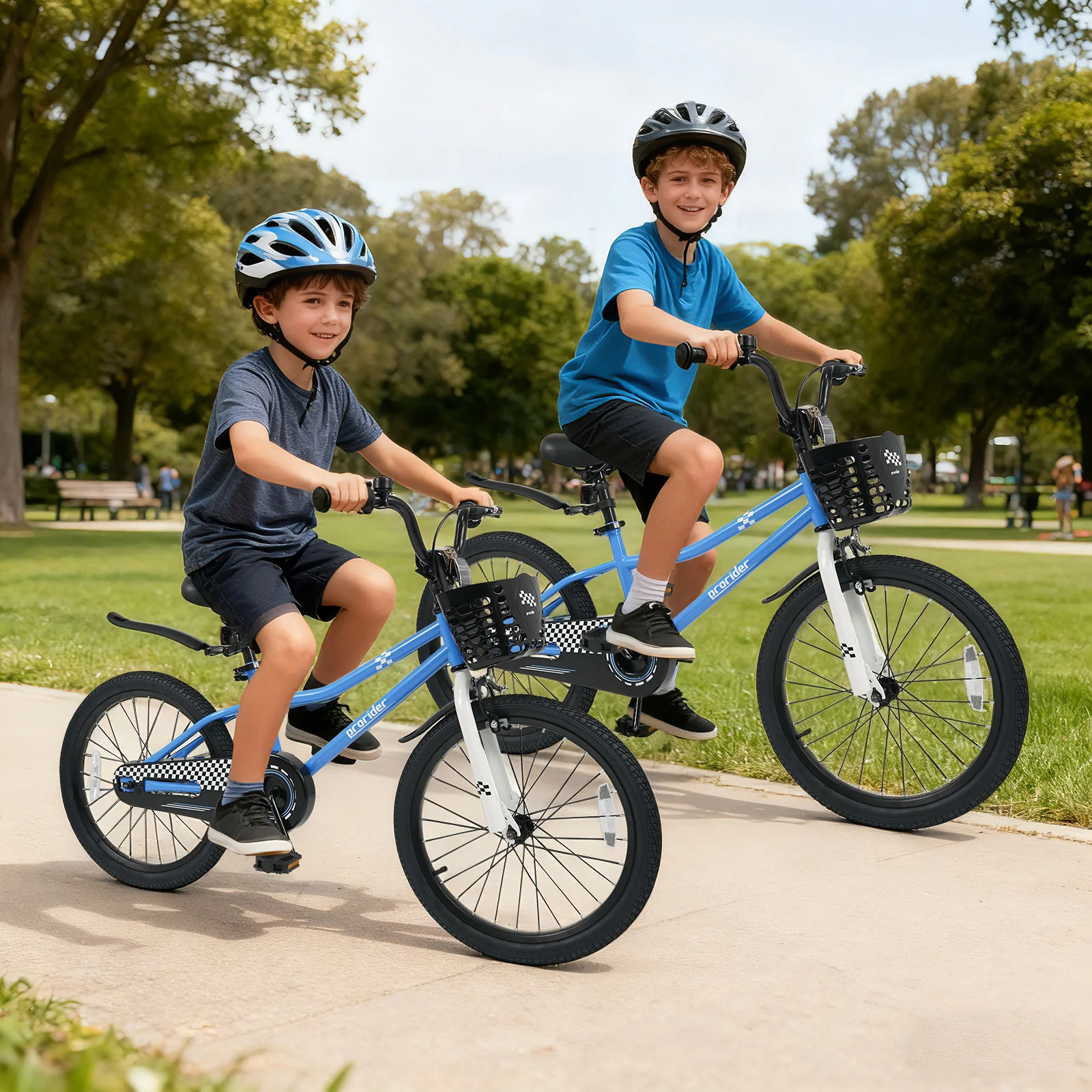 20 Inch Kids Bike Adjustable with Kickstand and Storage Basket for Aged 8+ Years, Navy - Image 3