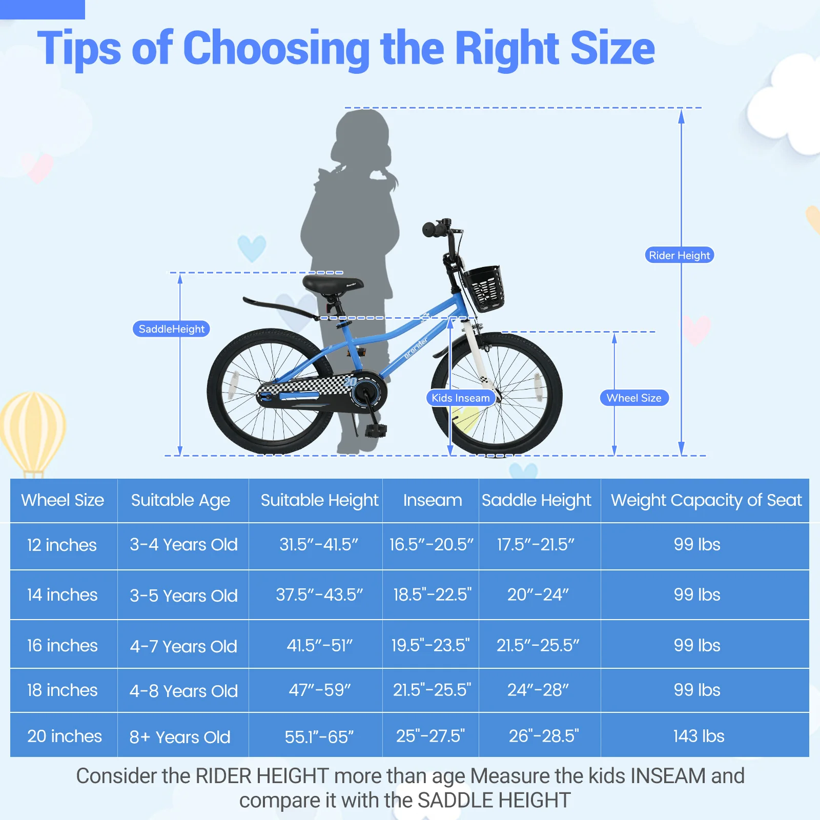 20 Inch Kids Bike Adjustable with Kickstand and Storage Basket for Aged 8+ Years, Navy - Image 5