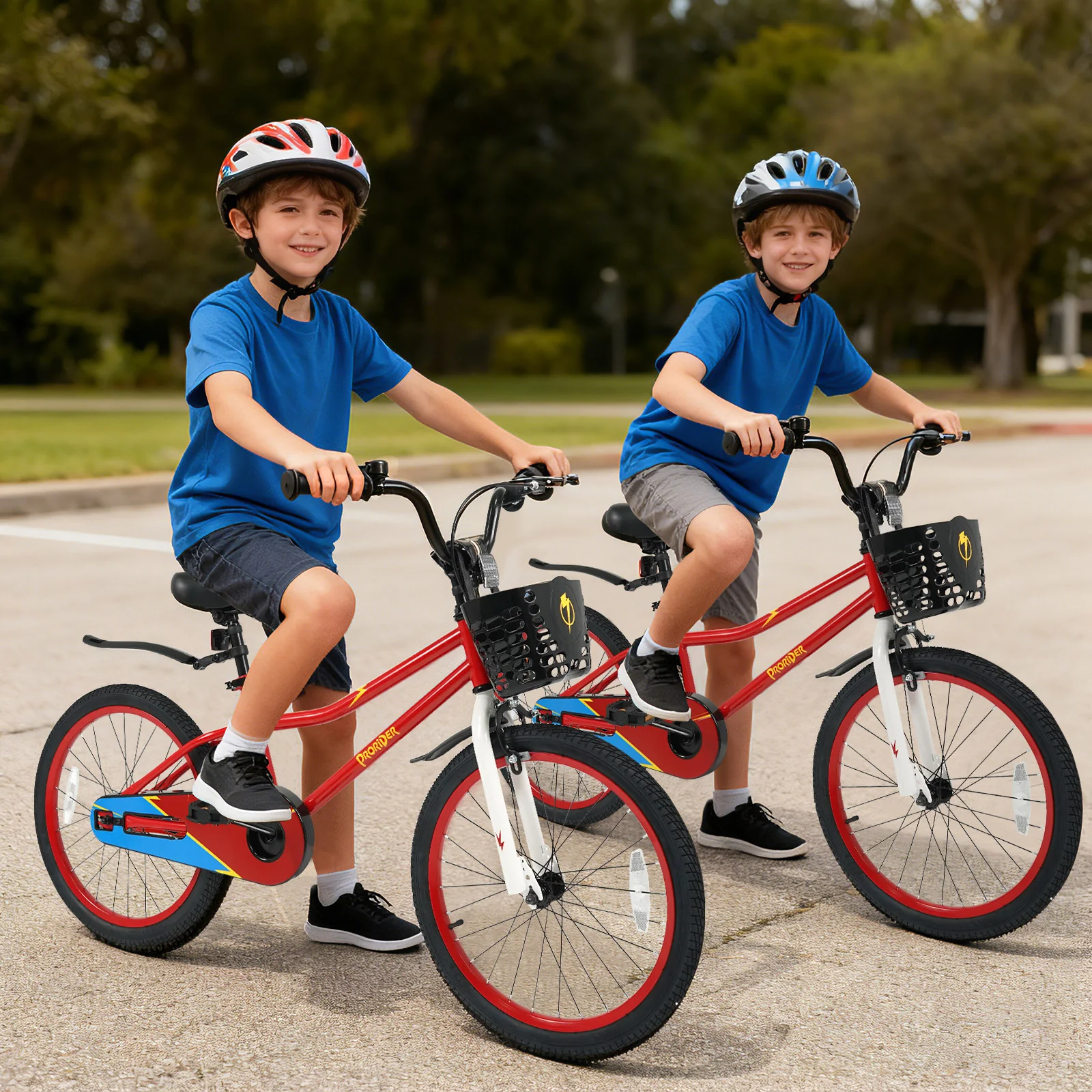 20 Inch Kids Bike Adjustable with Kickstand and Storage Basket for Aged 8+ Years, Red - Image 3