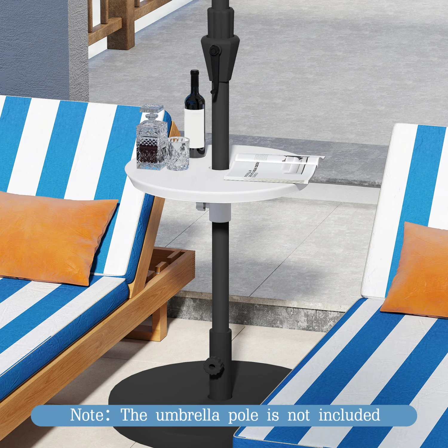 20 Inch Outdoor Adjustable Umbrella Table, White - Image 2