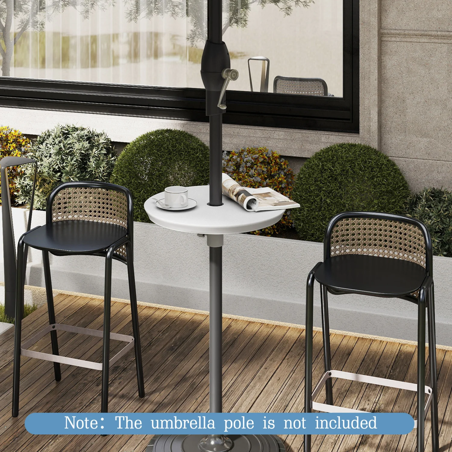 20 Inch Outdoor Adjustable Umbrella Table, White - Image 6