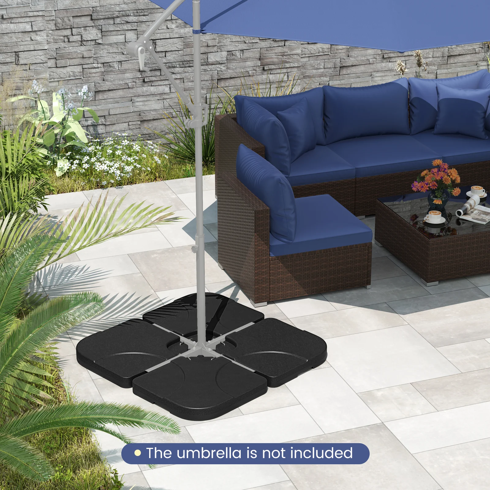 20 Inch Patio Umbrella Base, Water Filled, Black - Image 3