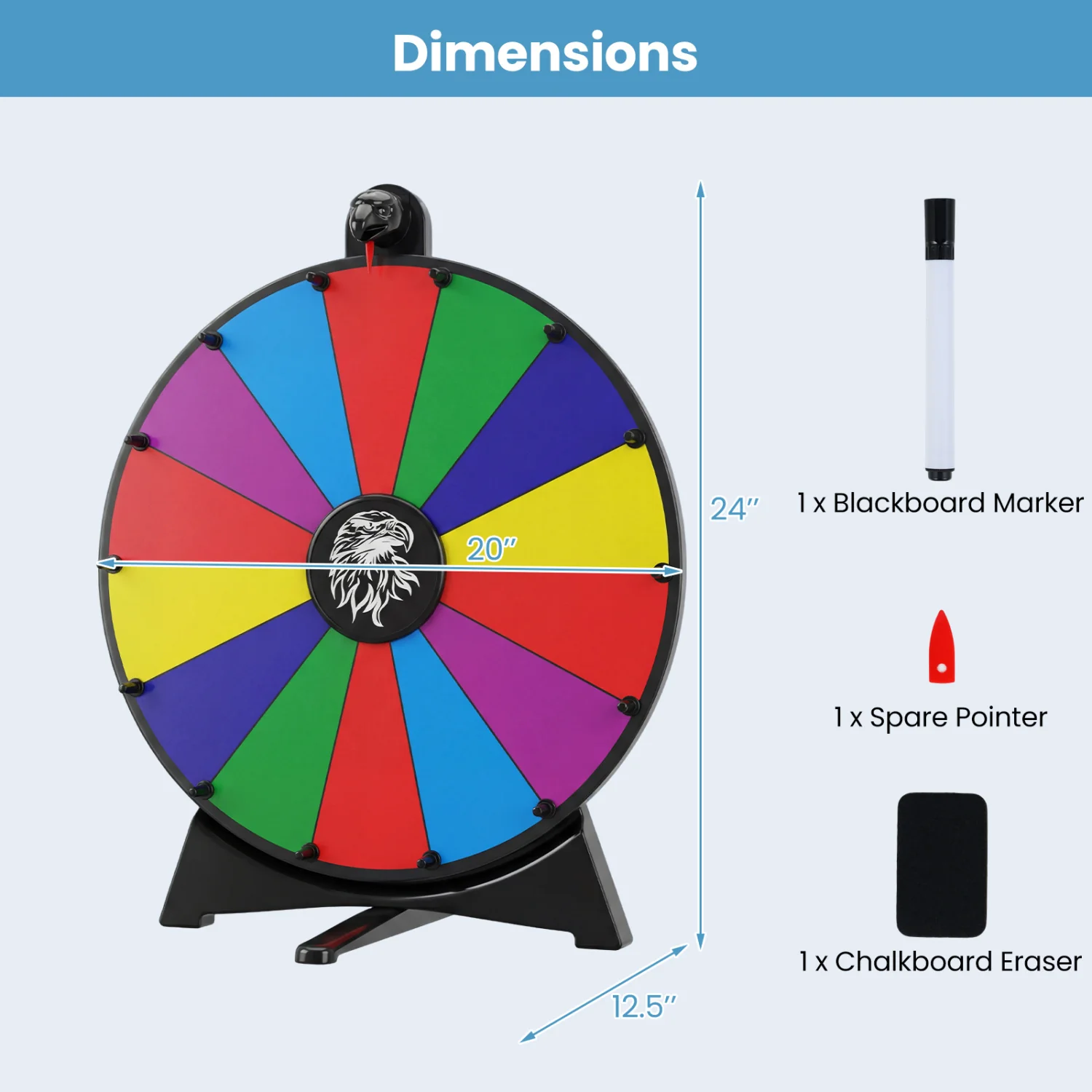 20 Inches 14 Slots Spin Wheel, Blackboard Marker, Multicolor - Image 5