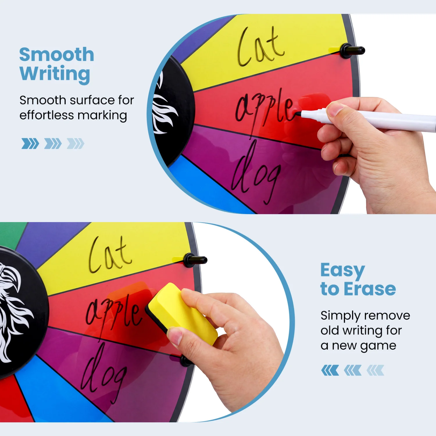 20 Inches 14 Slots Spin Wheel, Blackboard Marker, Multicolor - Image 7