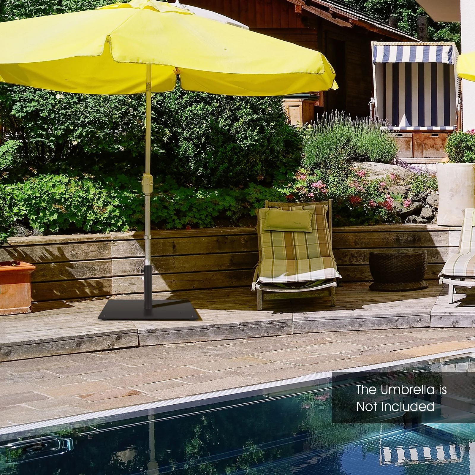 20 Inches Patio Umbrella Base, 4 Adjustable Footpads, Black - Image 3