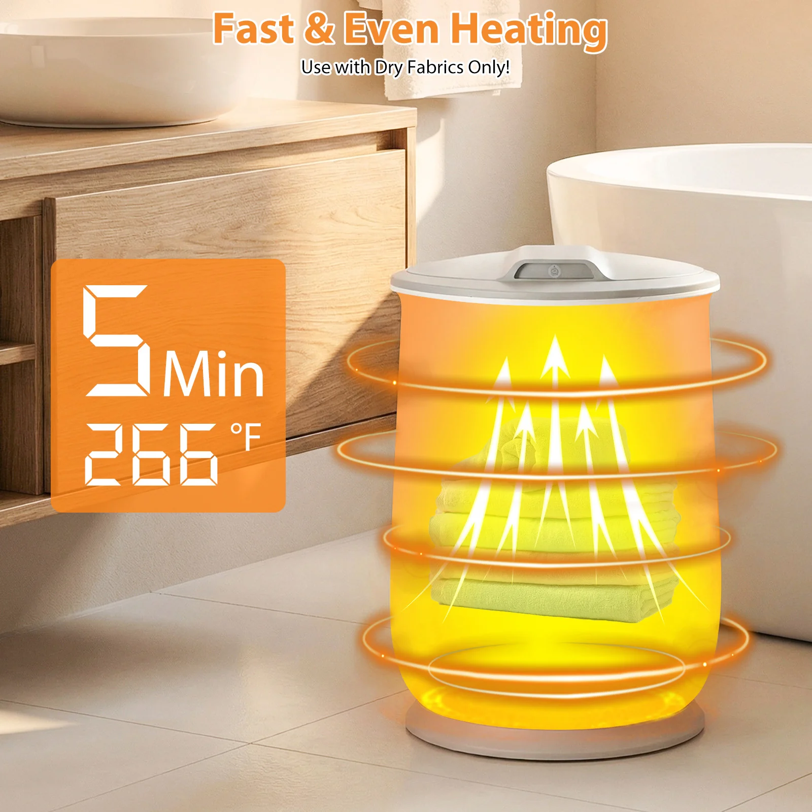20 L Large Blanket Towel Warmer, 3 Heat Levels, White - Image 10