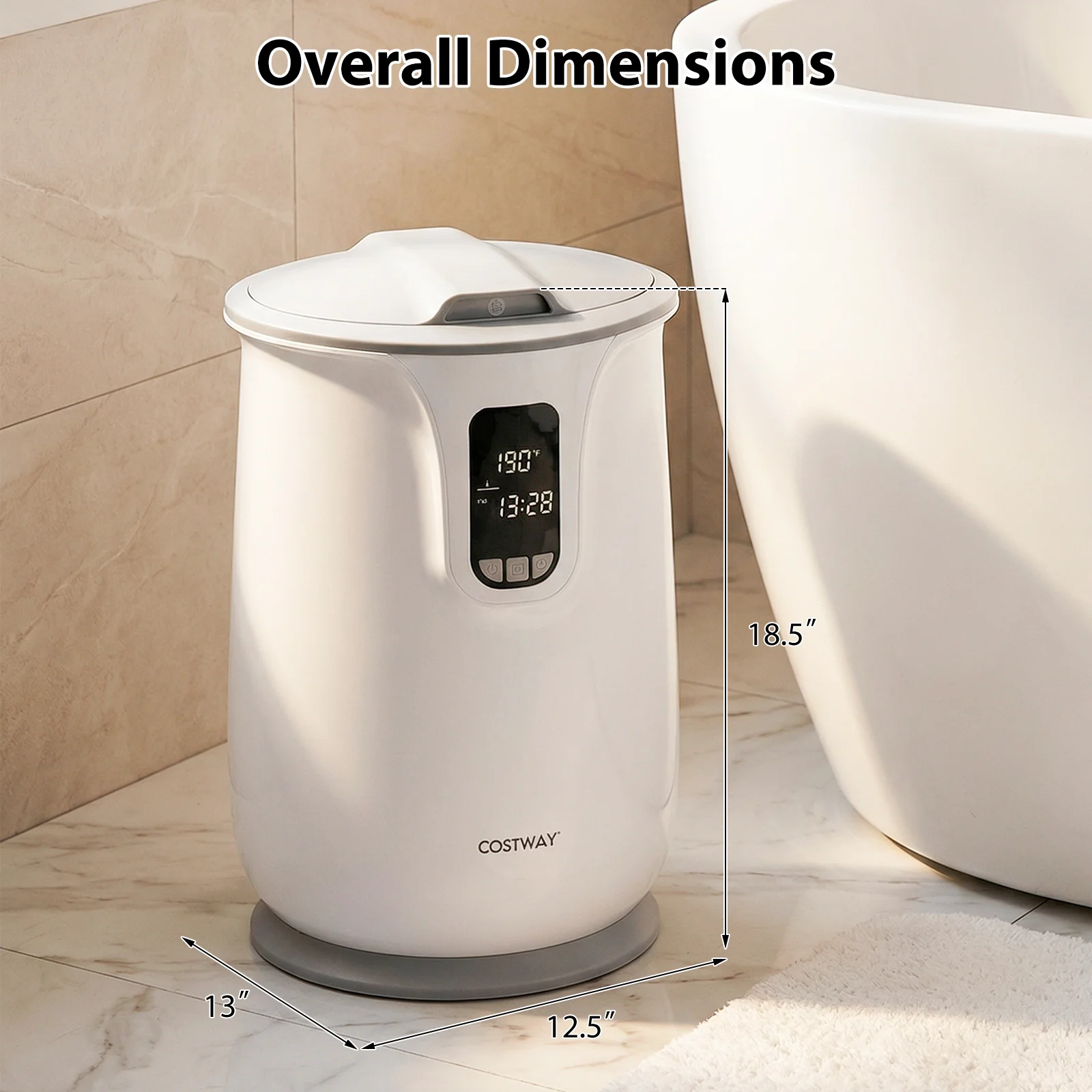 20 L Large Blanket Towel Warmer, 3 Heat Levels, White - Image 5