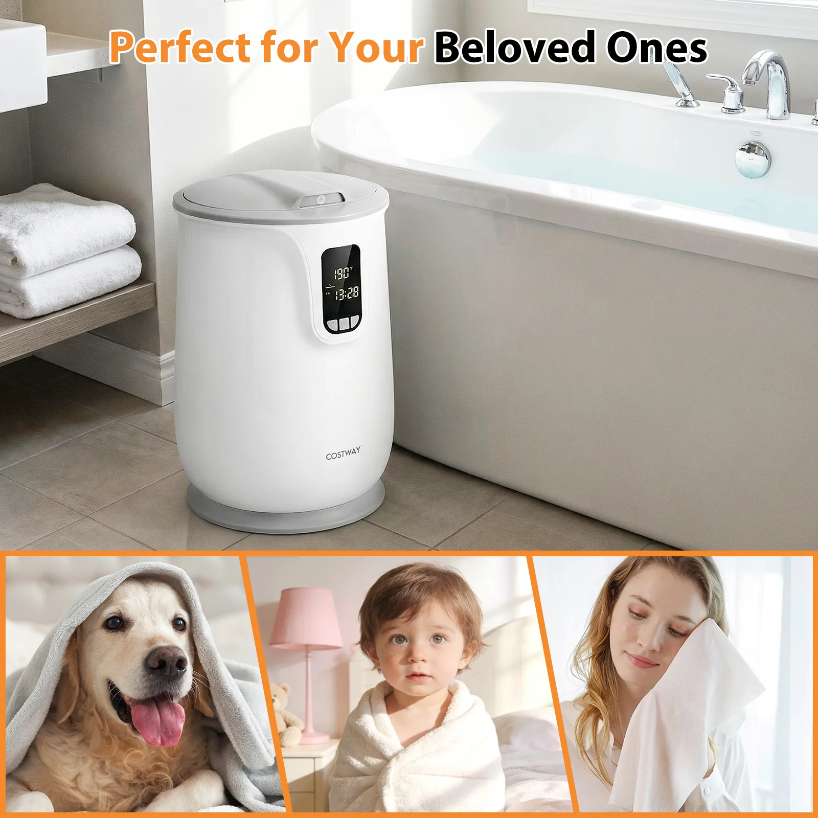 20 L Large Blanket Towel Warmer, 3 Heat Levels, White - Image 6