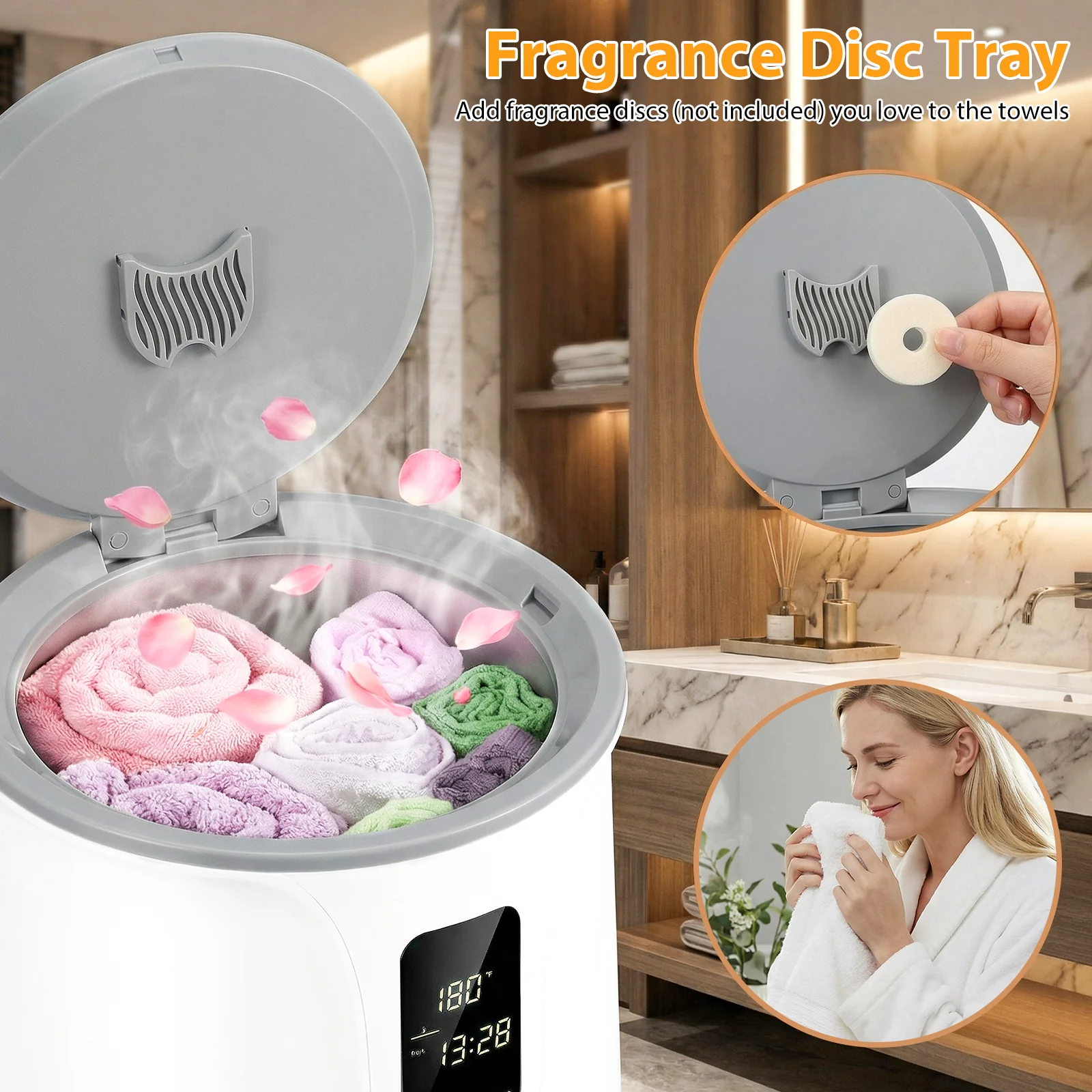 20 L Large Blanket Towel Warmer, 3 Heat Levels, White - Image 9