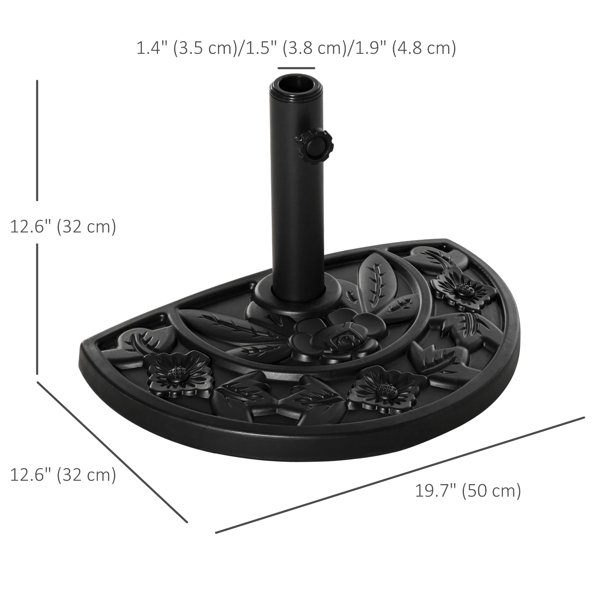 20 lb Heavy Duty Umbrella Base, Outdoor Concrete Stand, Black - Image 3