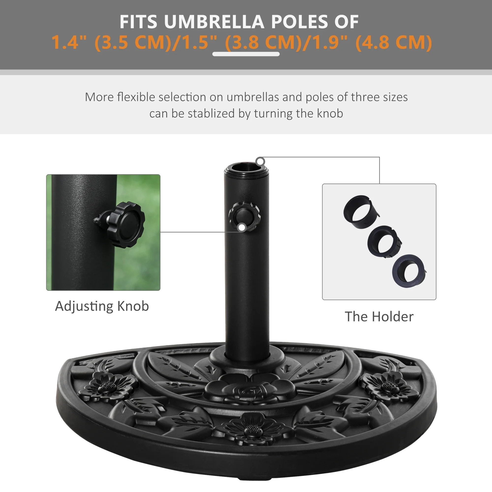 20 lb Heavy Duty Umbrella Base, Outdoor Concrete Stand, Black - Image 6