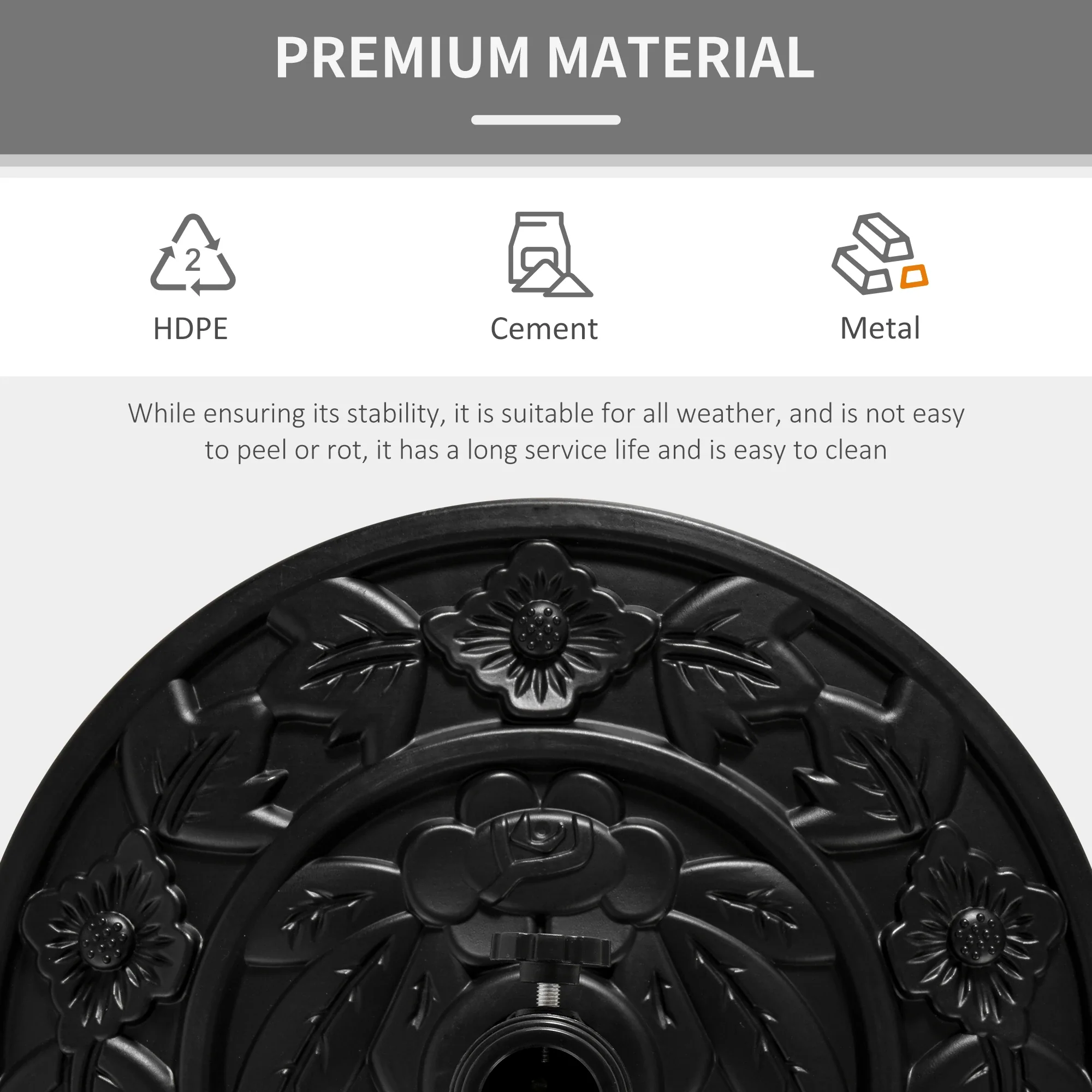 20 lb Heavy Duty Umbrella Base, Outdoor Concrete Stand, Black - Image 7