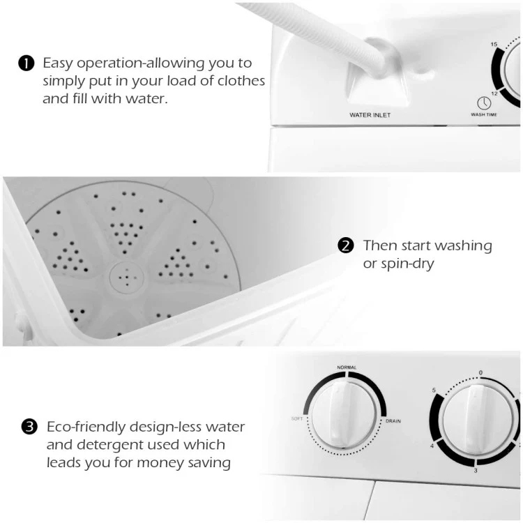 20 lbs Compact Twin Tub Washing Machine - Image 8