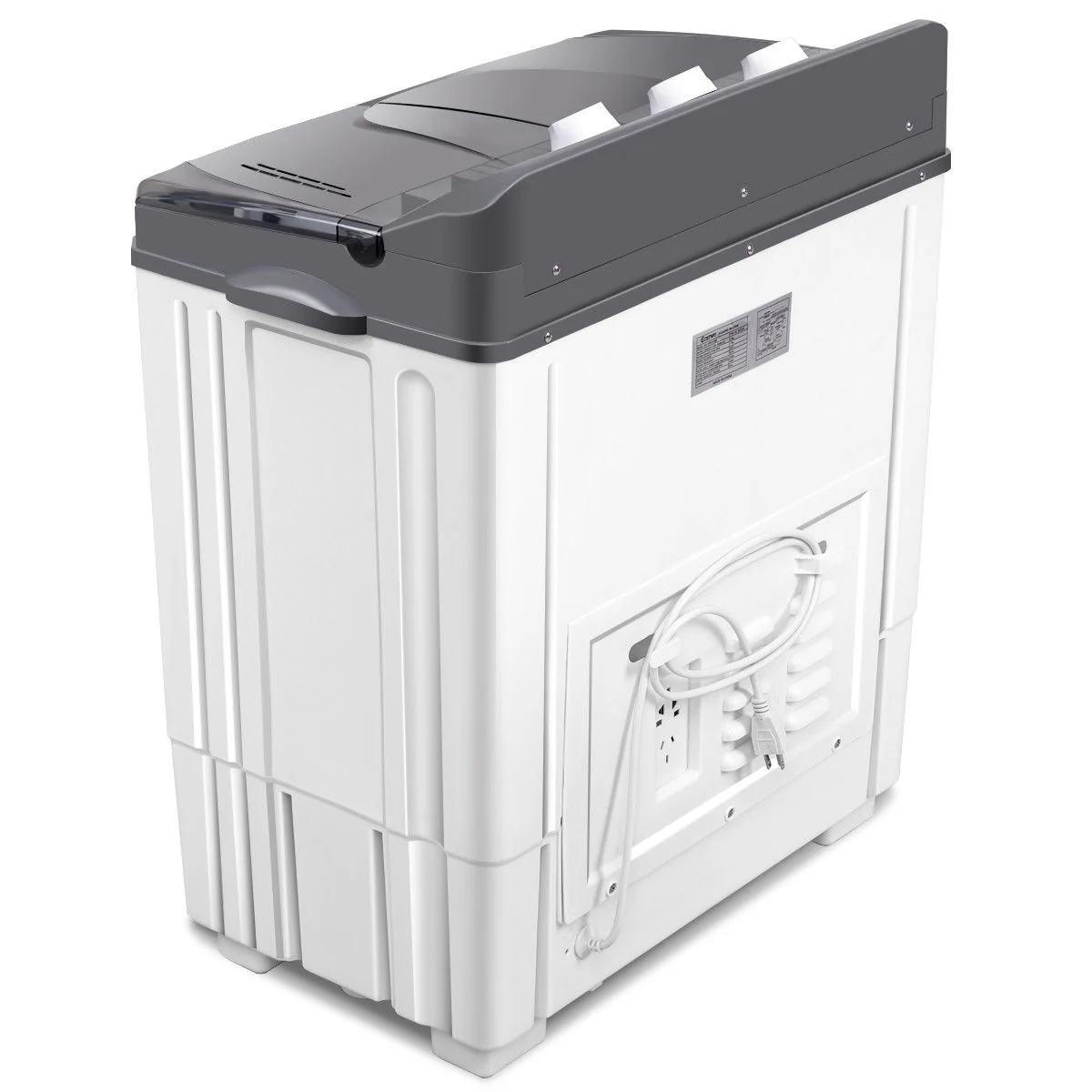 20 lbs Portable Semi-Automatic Twin-Tub Washing Machine, Gray - Image 8