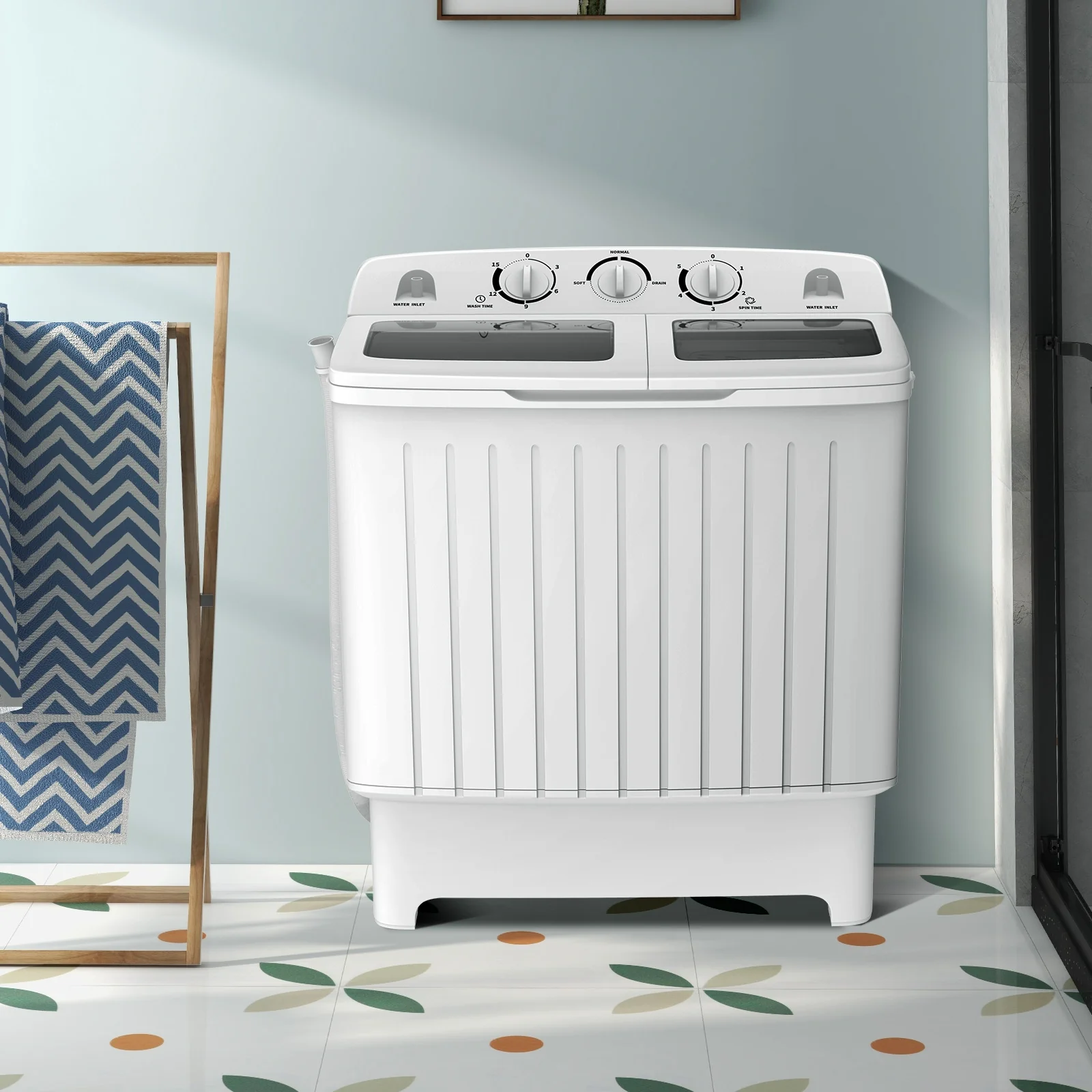 20 Lbs Portable Washing Machine, Built-In Gravity Drain, Gray - Image 2