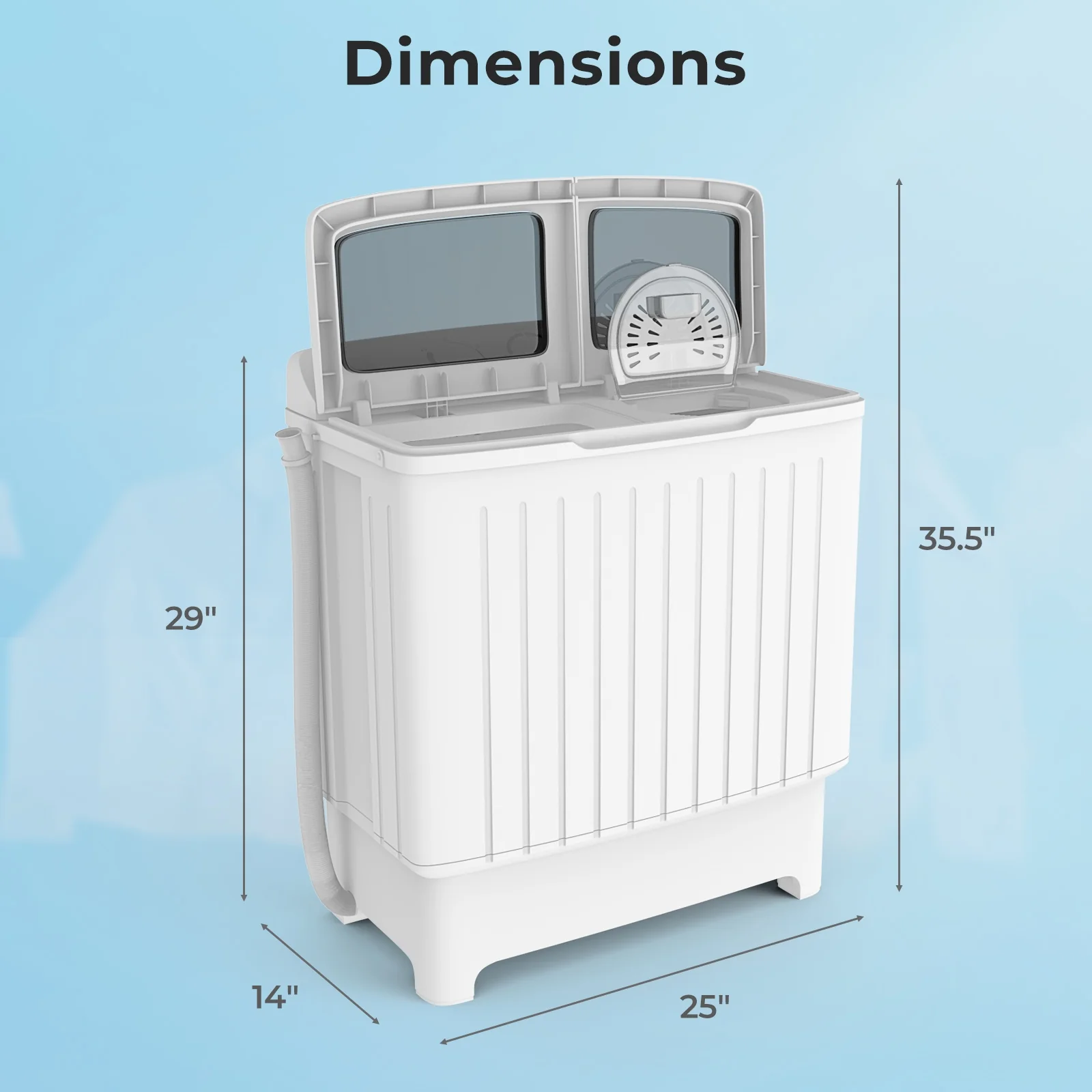 20 Lbs Portable Washing Machine, Built-In Gravity Drain, Gray - Image 5