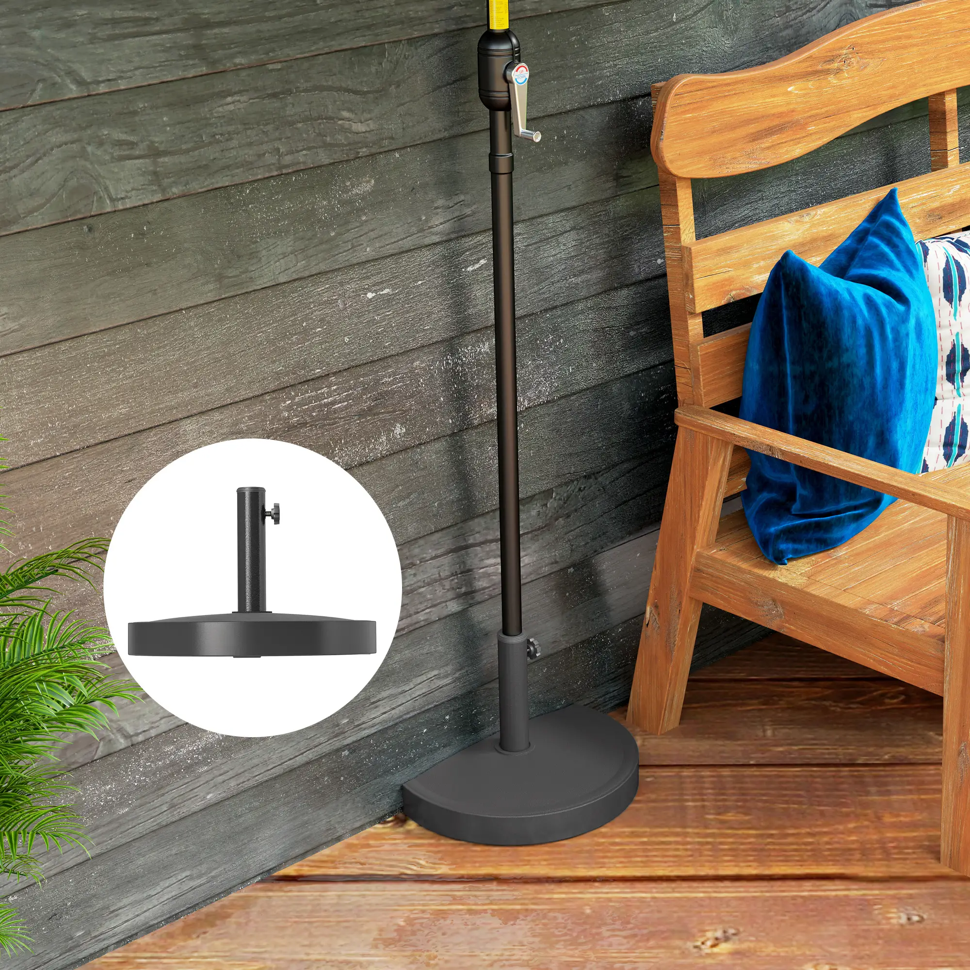 20 lbs Resin Half Parasol Base, Outdoor Umbrella Stand, Black - Image 10