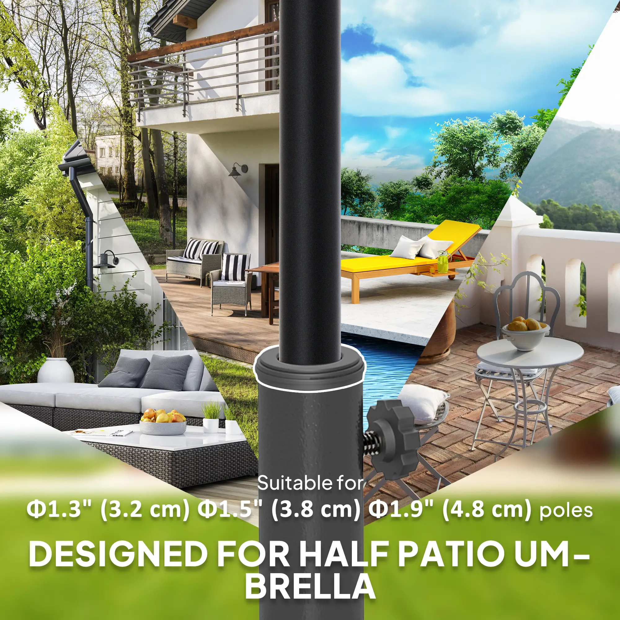 20 lbs Resin Half Parasol Base, Outdoor Umbrella Stand, Black - Image 4
